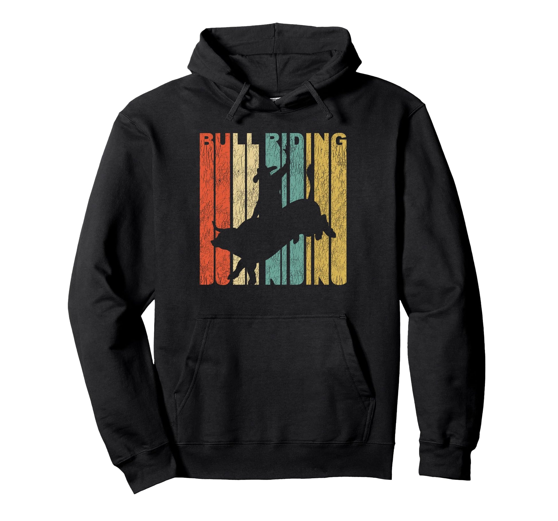 Bull Riding Distressed Bull Rider Hoodie - Novelty Apparel for Adults - T-Shirt, Sweatshirt, Hoodie