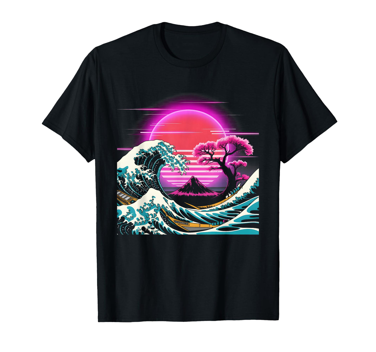 Greatwave Glitch Aesthetic Vaporwave T-Shirt - Unique Graphic for Adults - T-Shirt, Sweatshirt, Hoodie