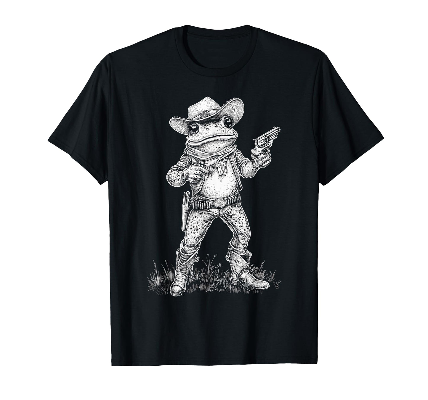 Frog Cowboy Western Country Art T-Shirt - Minimalist Print for Adults - T-Shirt, Sweatshirt, Hoodie