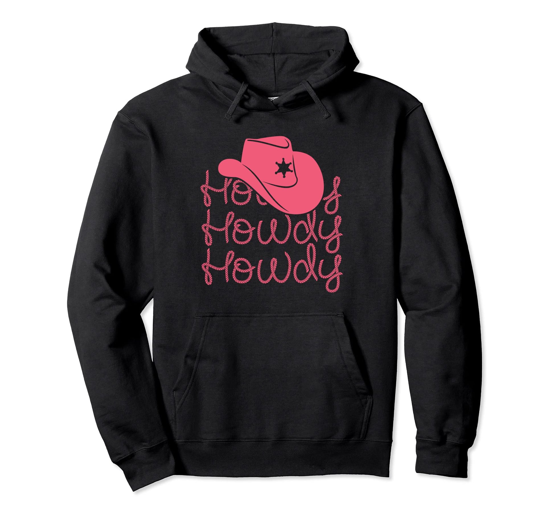 Rodeo White Howdy Western Cowboy Hat Hoodie - Casual Everyday Wear Unisex - T-Shirt, Sweatshirt, Hoodie