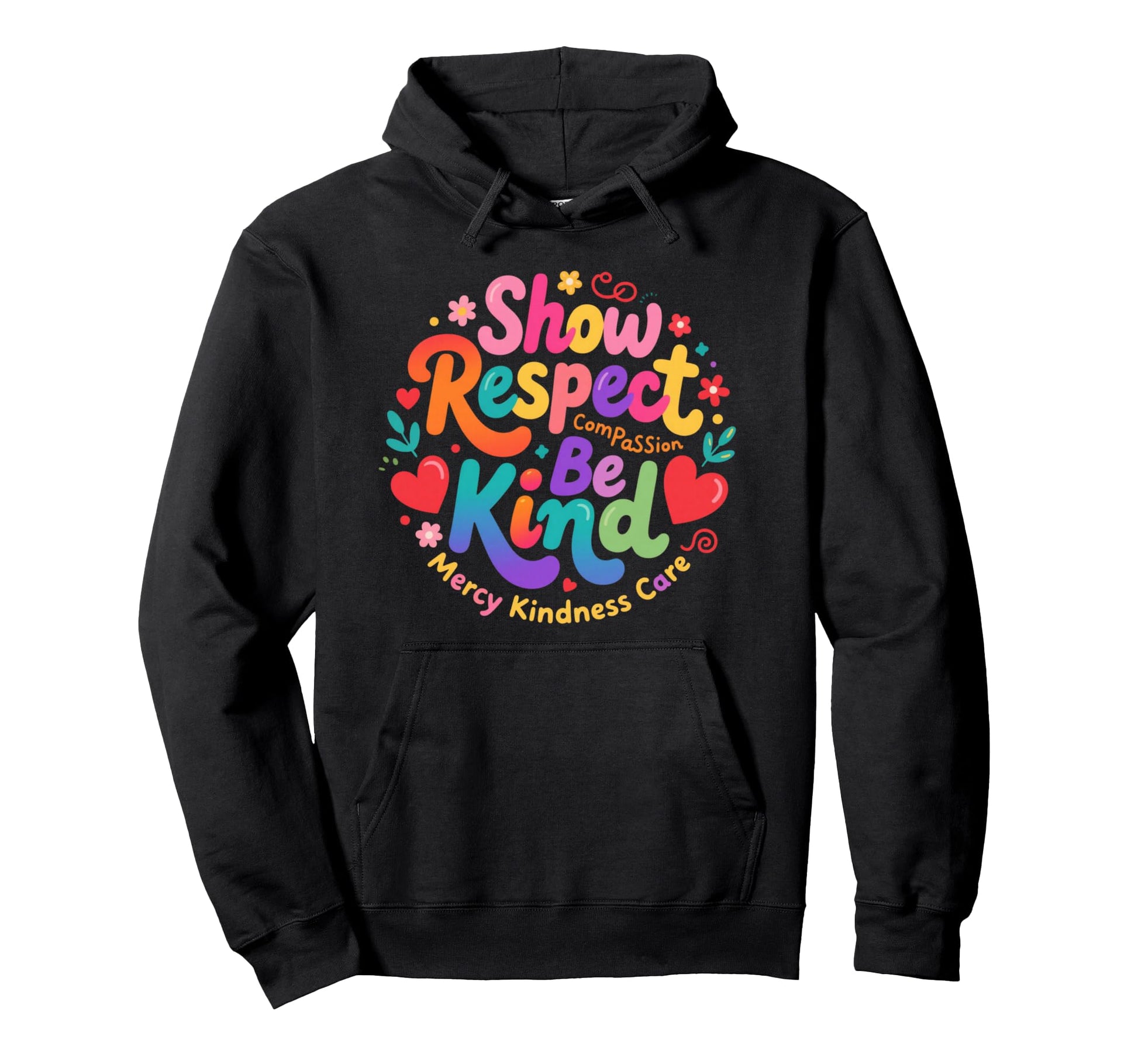Be Kind Sign Language Positive Rainbow Hoodie - Unique Graphic Men Women - T-Shirt, Sweatshirt, Hoodie