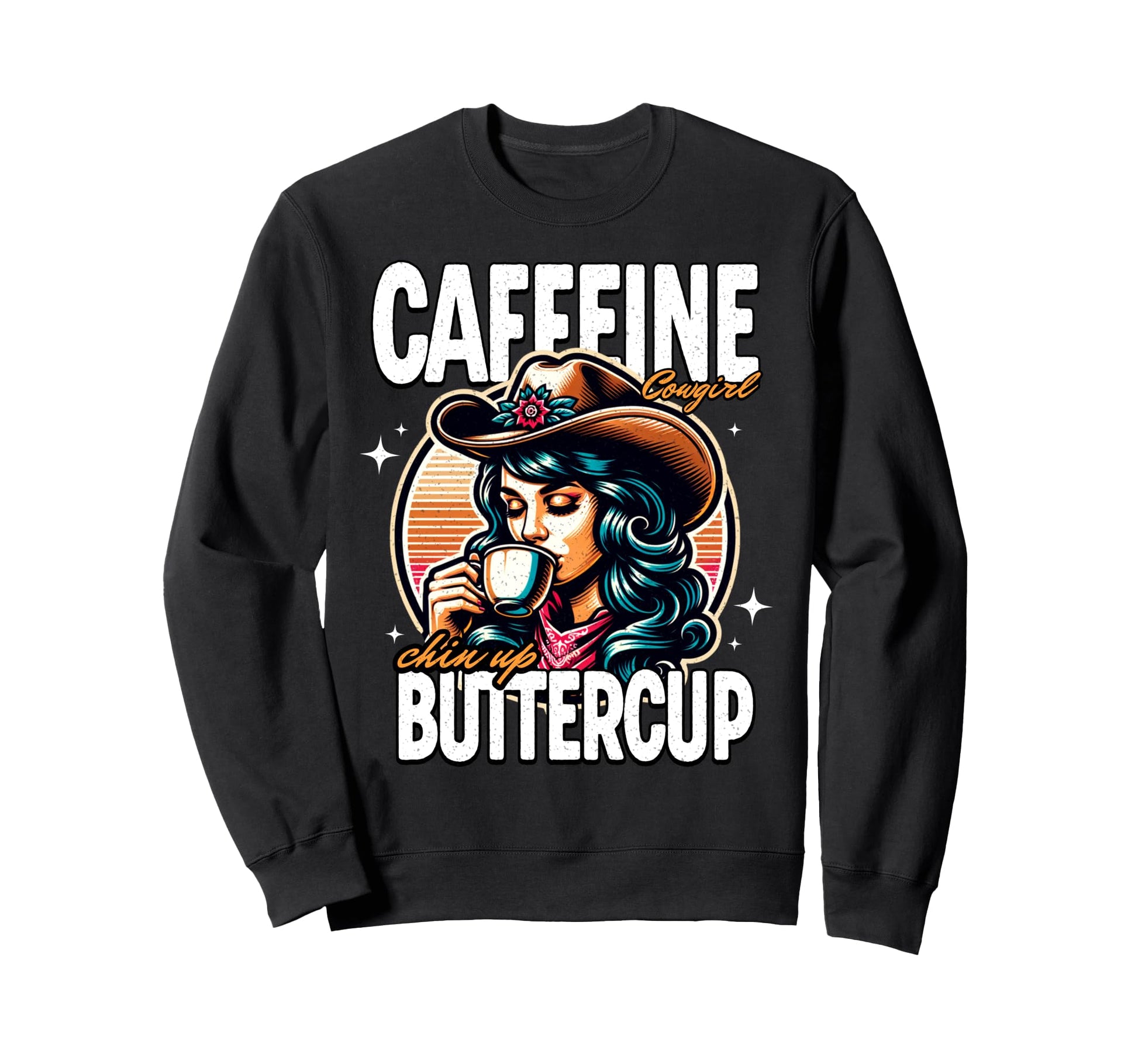 Coffee Cowgirl Western Rodeo Sweatshirt - Graphic Print for Adults - T-Shirt, Sweatshirt, Hoodie