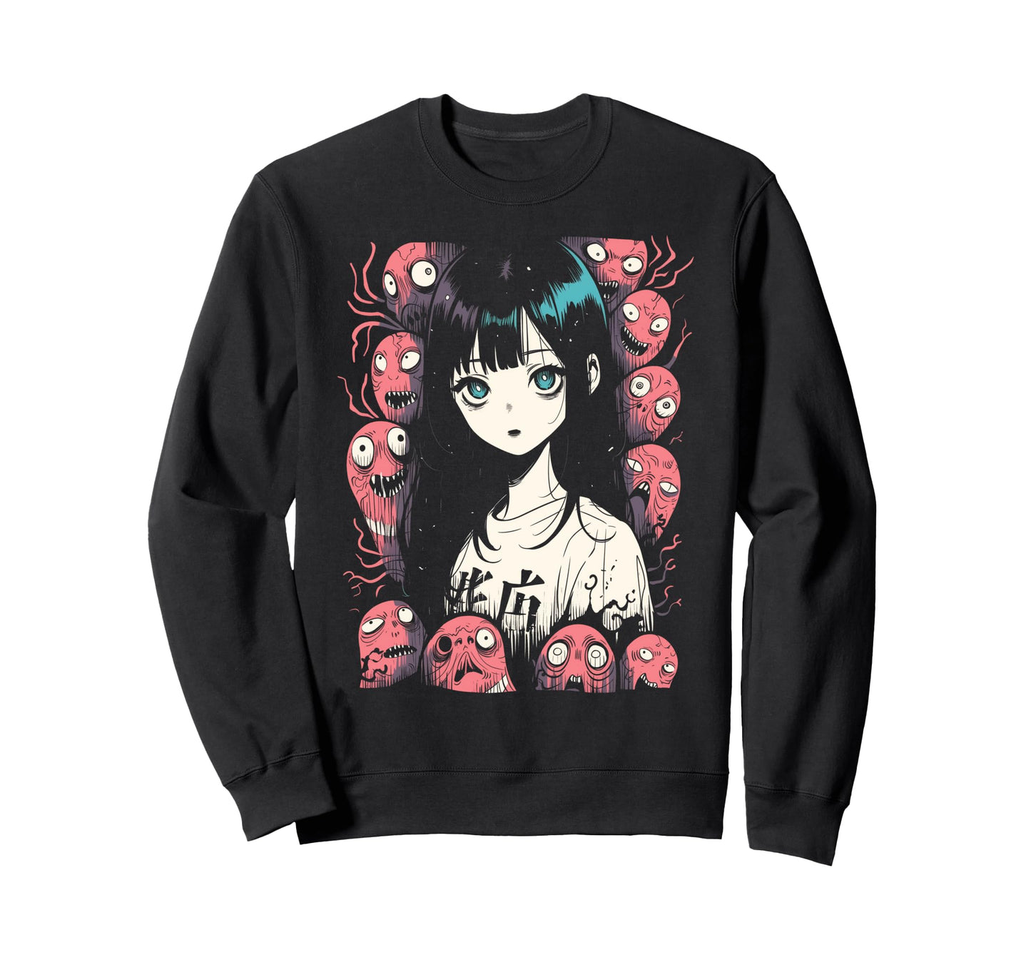 Goth Grunge Demon Anime Waifu Horror Alt Sweatshirt - Graphic Print Unisex - T-Shirt, Sweatshirt, Hoodie