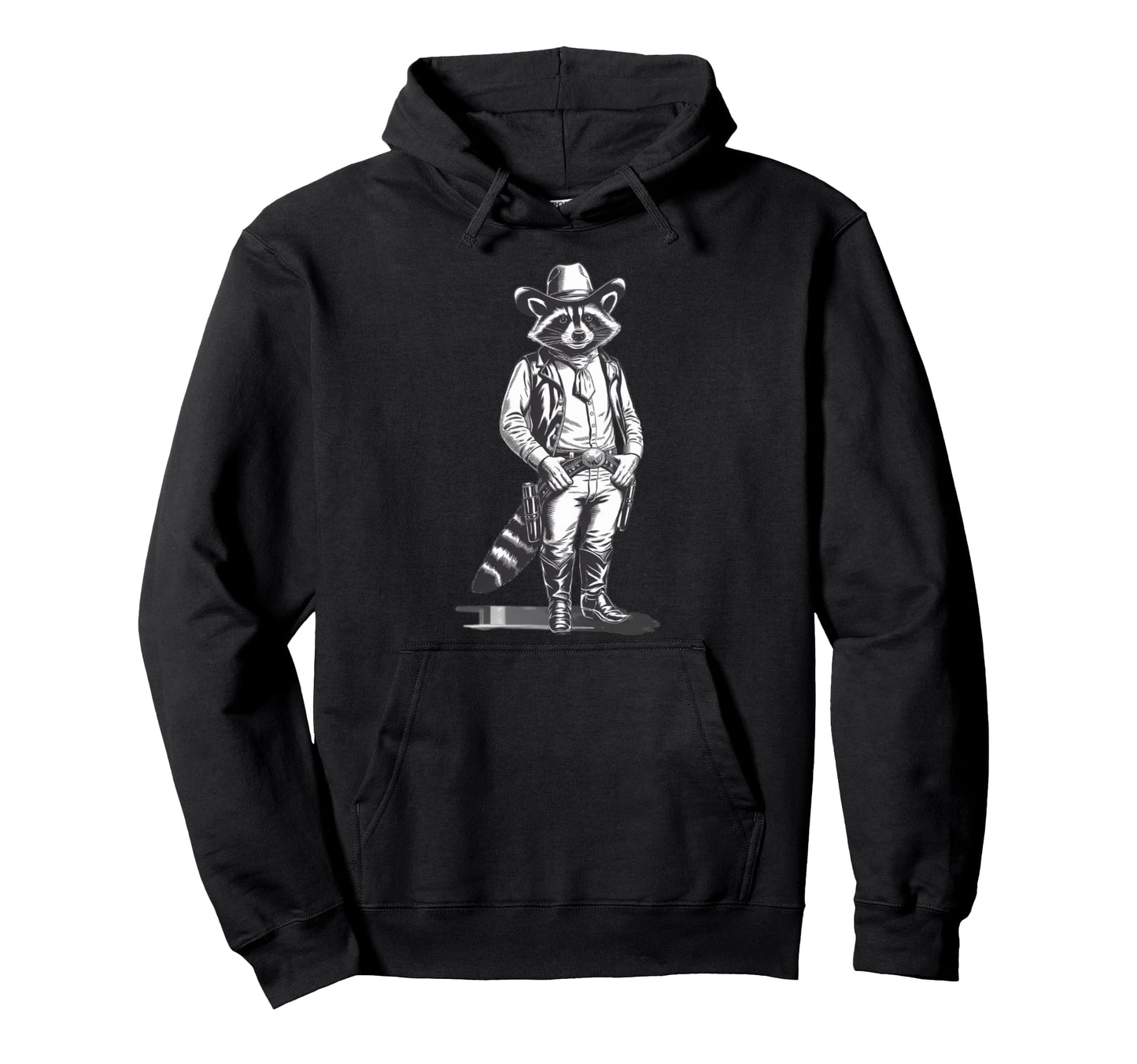 Howdy Cowboy Raccoon Western Charm Hoodie - Unique Graphic Unisex - T-Shirt, Sweatshirt, Hoodie