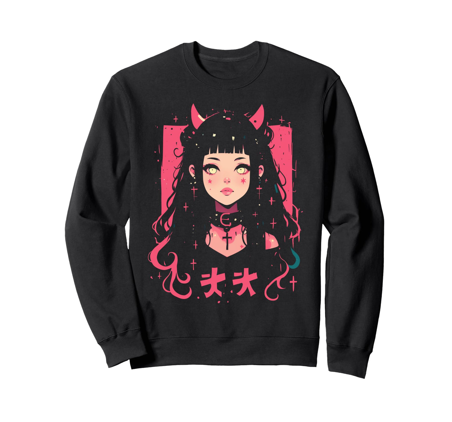 Goth Grunge Demon Anime Waifu Horror Sweatshirt - Unique Graphic Men Women - T-Shirt, Sweatshirt, Hoodie