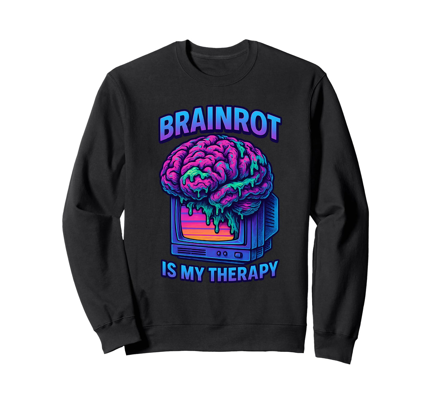 Brainrot Vaporwave Meme Tv Aesthetic Sweatshirt - Graphic Print for Adults - T-Shirt, Sweatshirt, Hoodie
