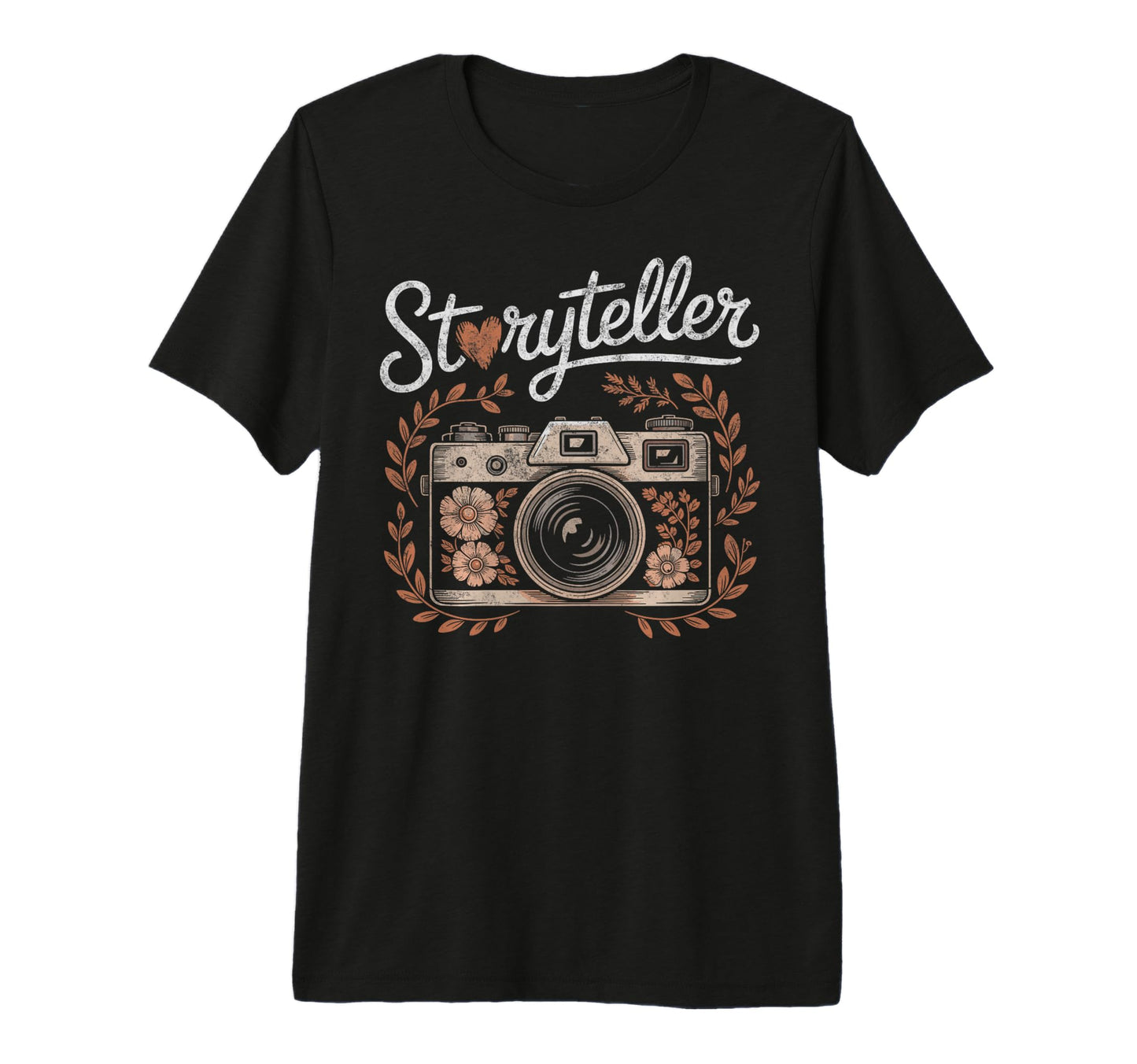 Photo Camera Flowers Storyteller T-Shirt - Minimalist Print Men Women - T-Shirt, Sweatshirt, Hoodie