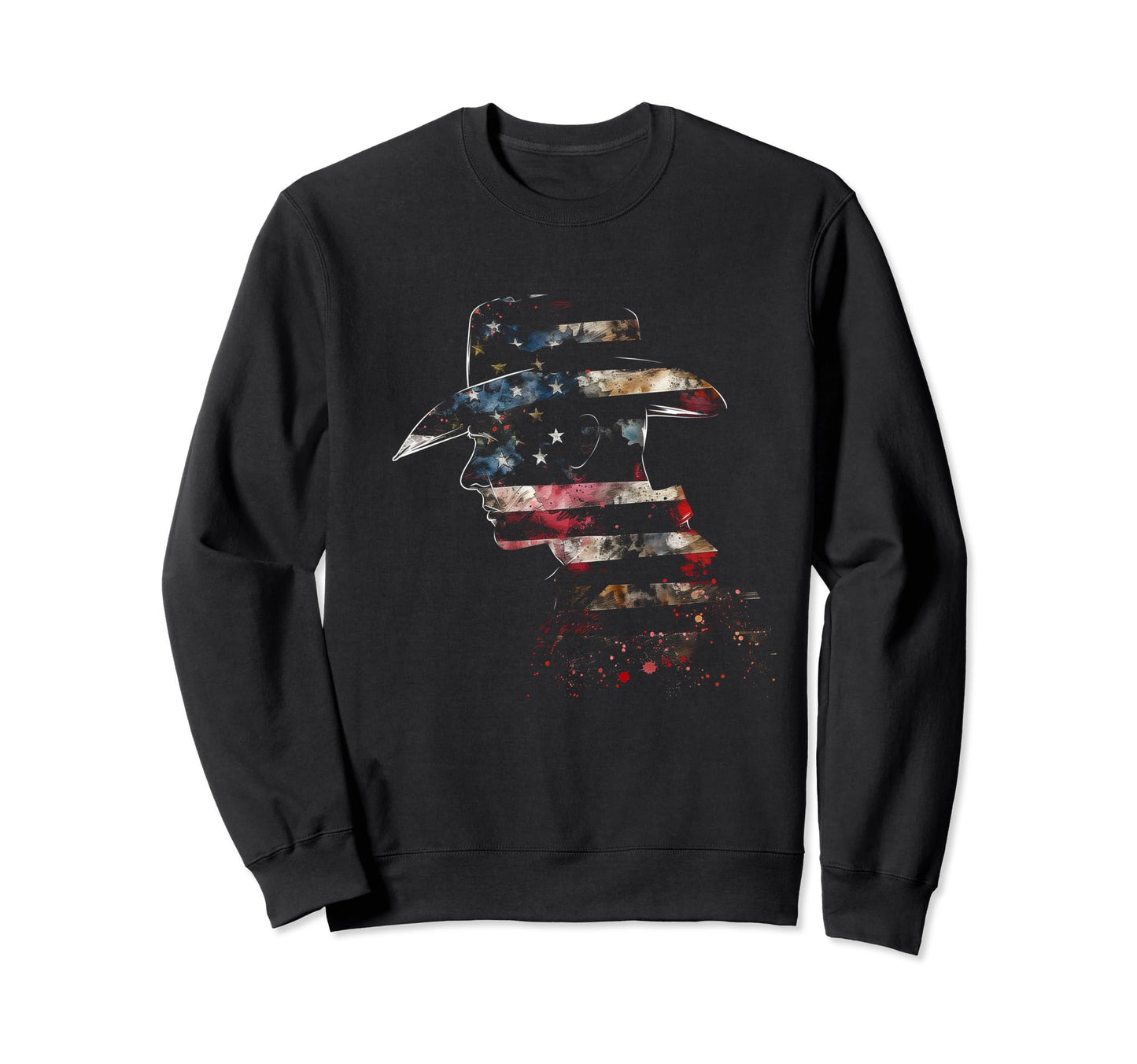 Cowboy American Flag Patriotic Sweatshirt - Graphic Print Unisex - T-Shirt, Sweatshirt, Hoodie