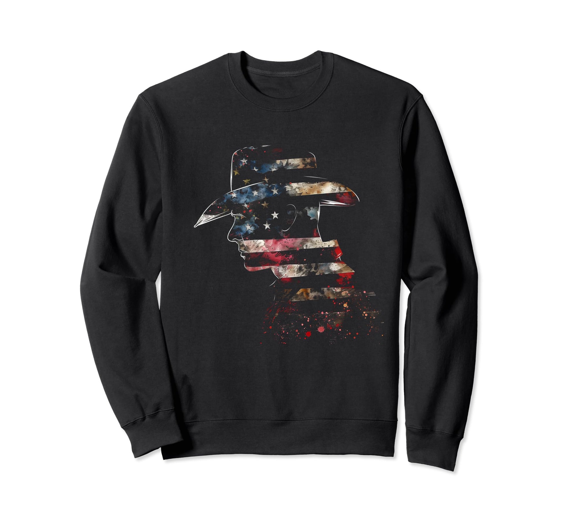 Cowboy American Flag Patriotic Sweatshirt - Graphic Print Unisex - T-Shirt, Sweatshirt, Hoodie