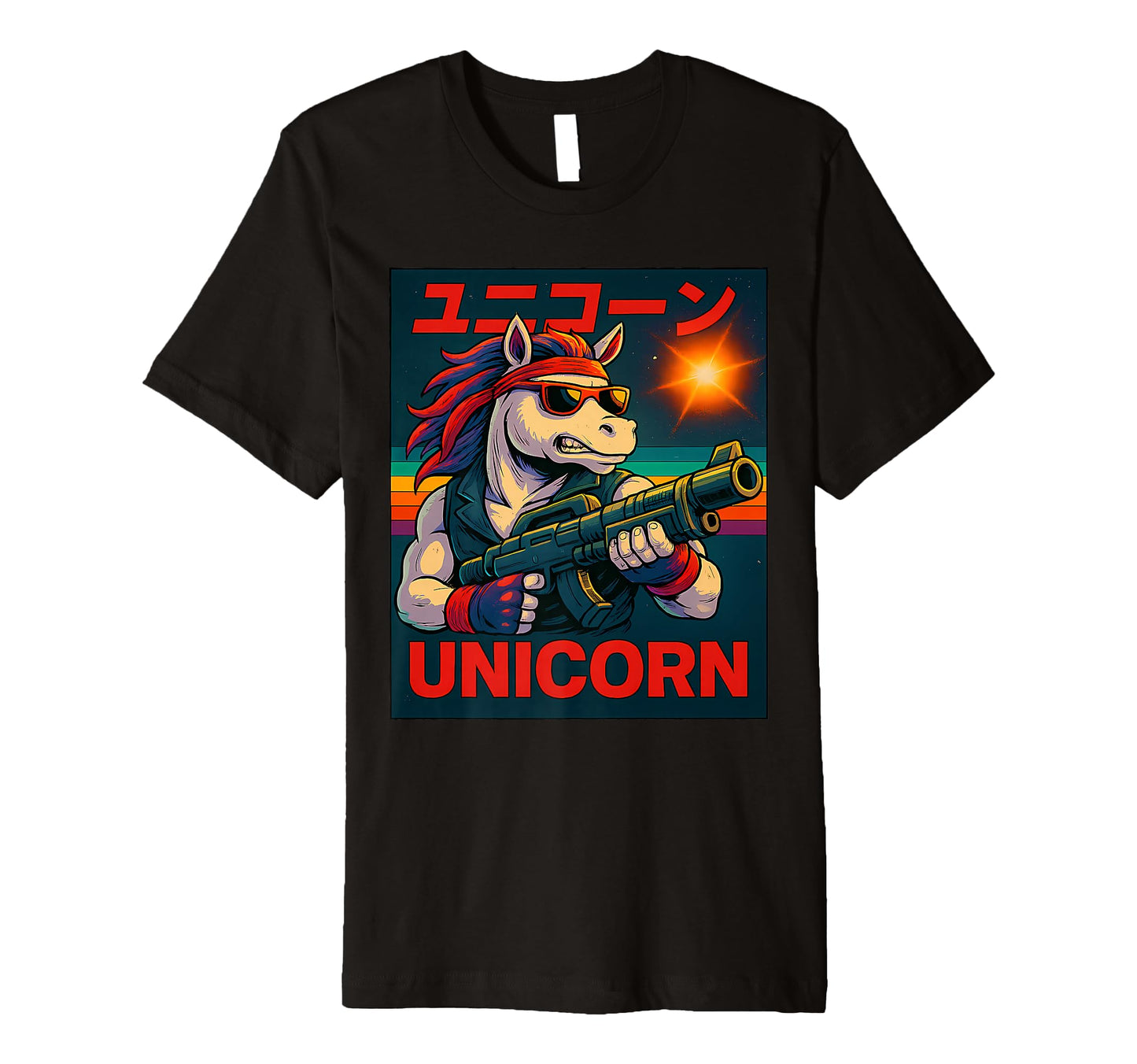Radical 80S Action Unicorn T-Shirt - Fun Novelty Design Men Women - T-Shirt, Sweatshirt, Hoodie
