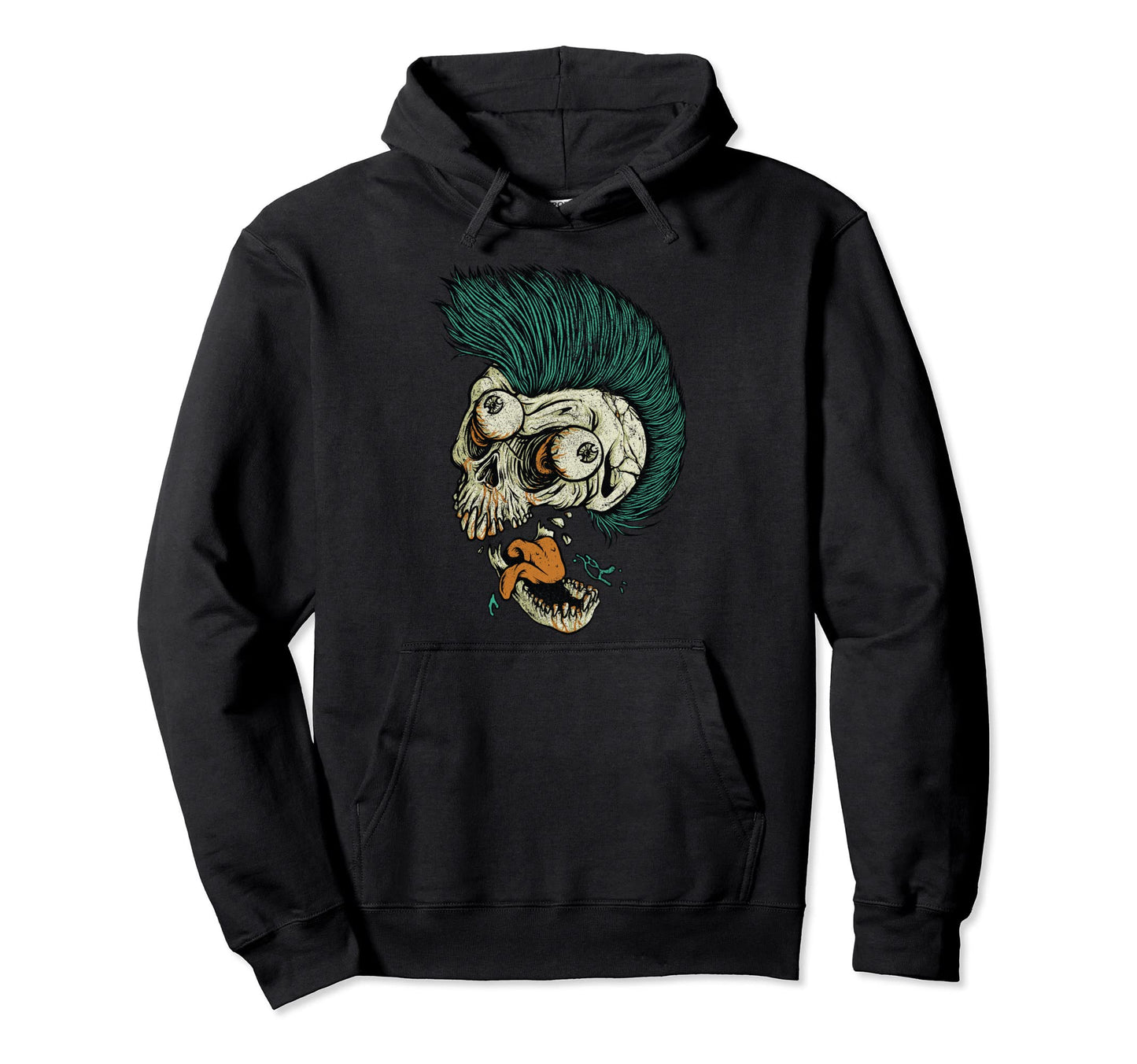 Mohawk Skull Musician Skeleton Party Hoodie - Custom Art Print Men Women - T-Shirt, Sweatshirt, Hoodie