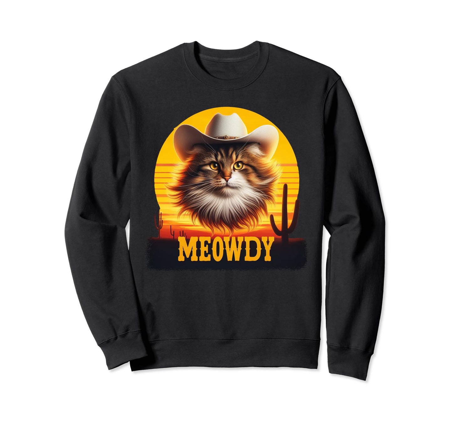 Country Music Feline Cat Cowboy Hat Sweatshirt - Minimalist Print Unisex - T-Shirt, Sweatshirt, Hoodie