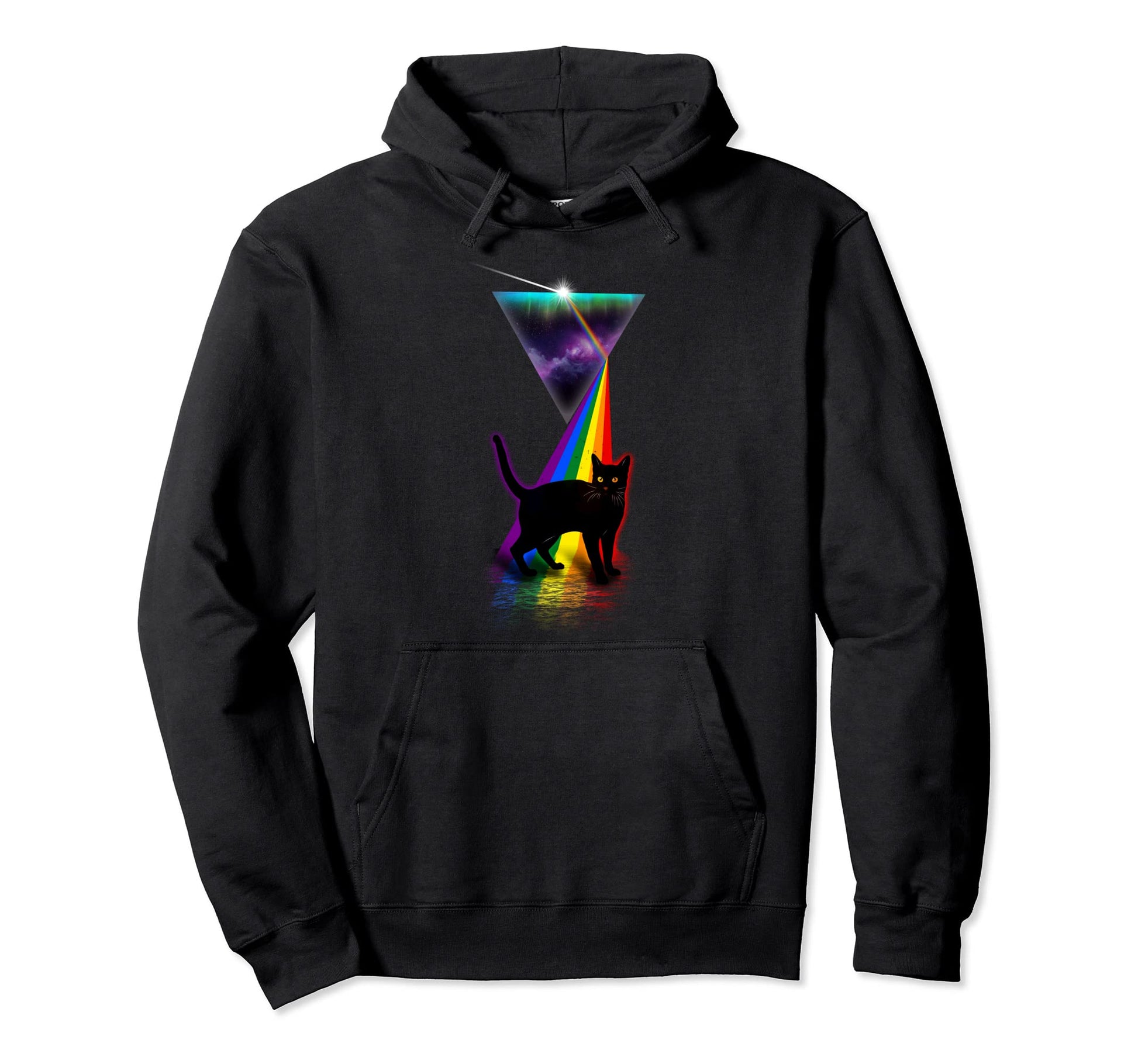 Prism Black Cat Hoodie - Fun Novelty Design Men Women - T-Shirt, Sweatshirt, Hoodie