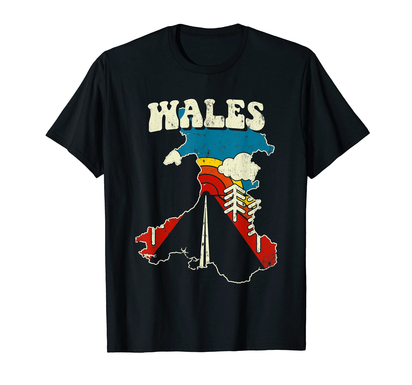 Wales Welsh Country Rainbow 70S Map T-Shirt - Aesthetic Graphic Men Women - T-Shirt, Sweatshirt, Hoodie