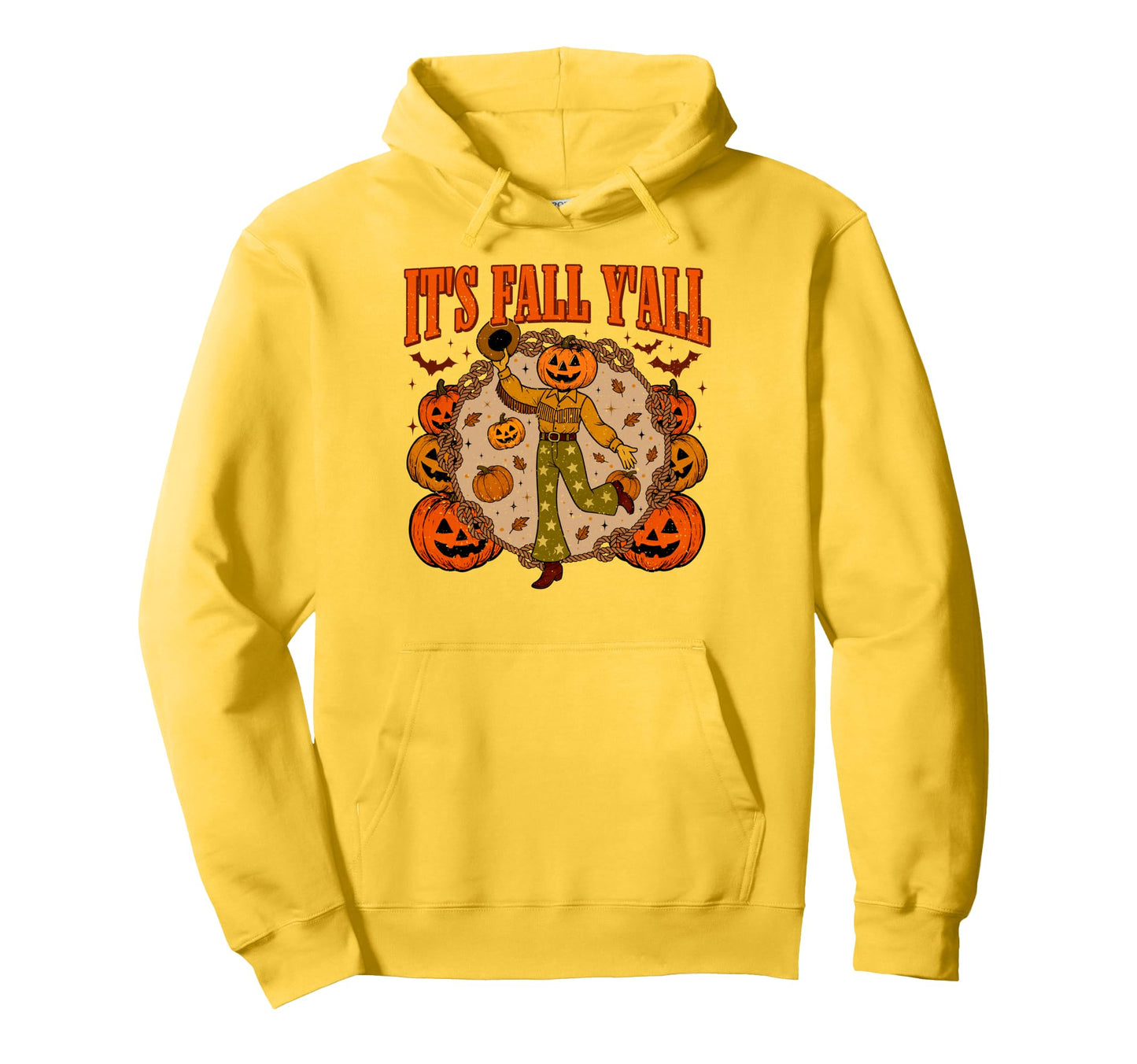 Its Fall Yall Funny Pumpkin Cowboy Hoodie - Streetwear Style Unisex - T-Shirt, Sweatshirt, Hoodie