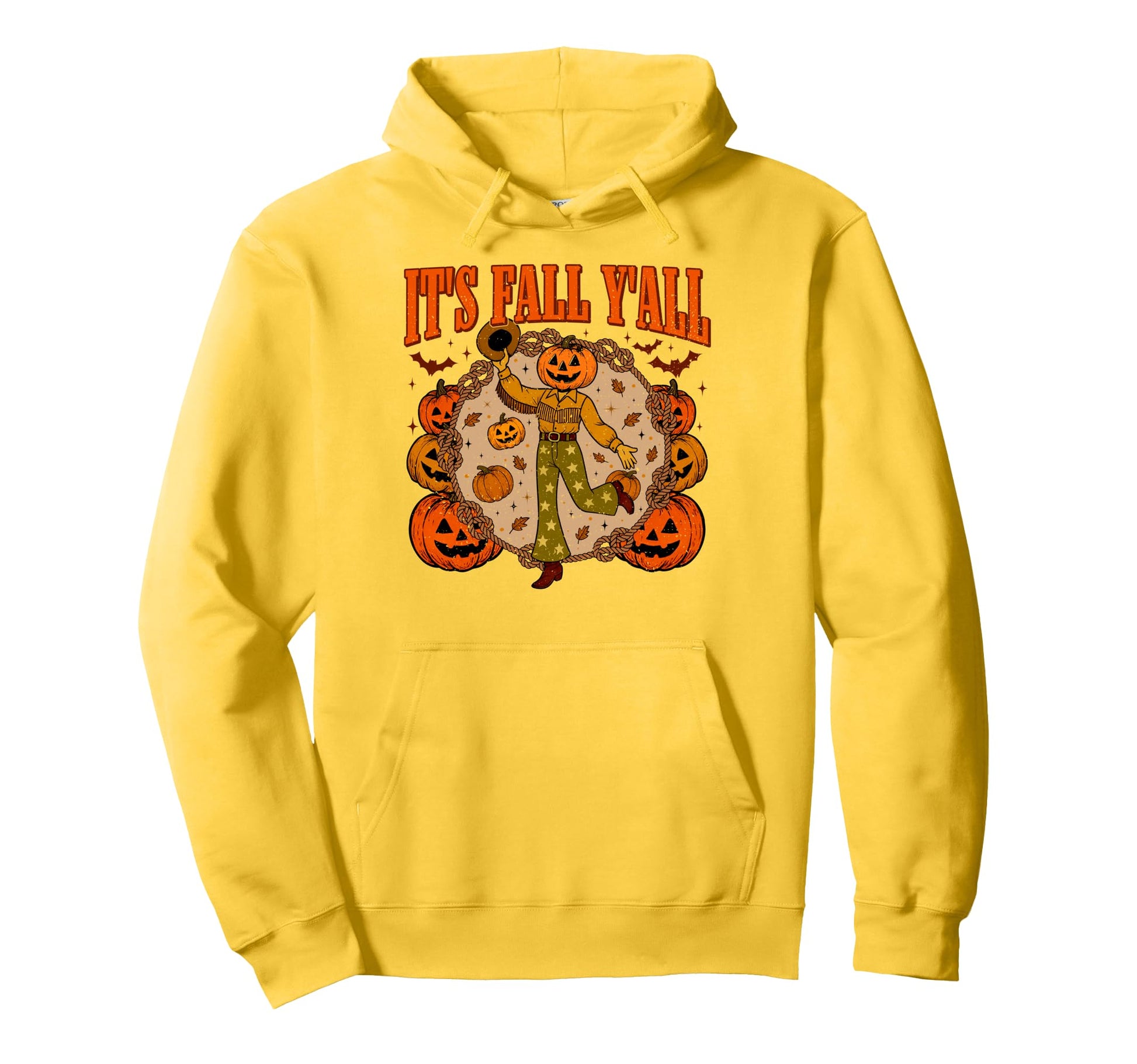 Its Fall Yall Funny Pumpkin Cowboy Hoodie - Streetwear Style Unisex - T-Shirt, Sweatshirt, Hoodie