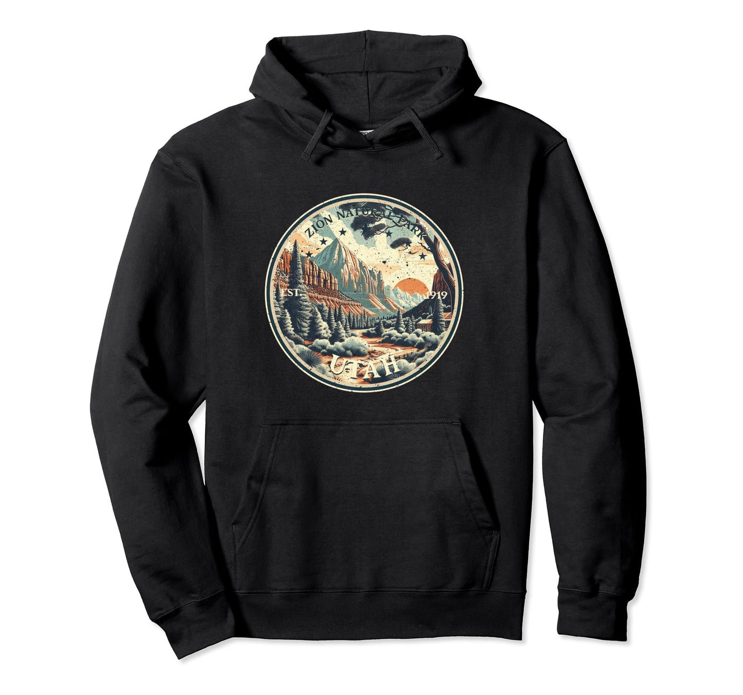 Zion National Park Round Hoodie - Casual Everyday Wear for Adults - T-Shirt, Sweatshirt, Hoodie