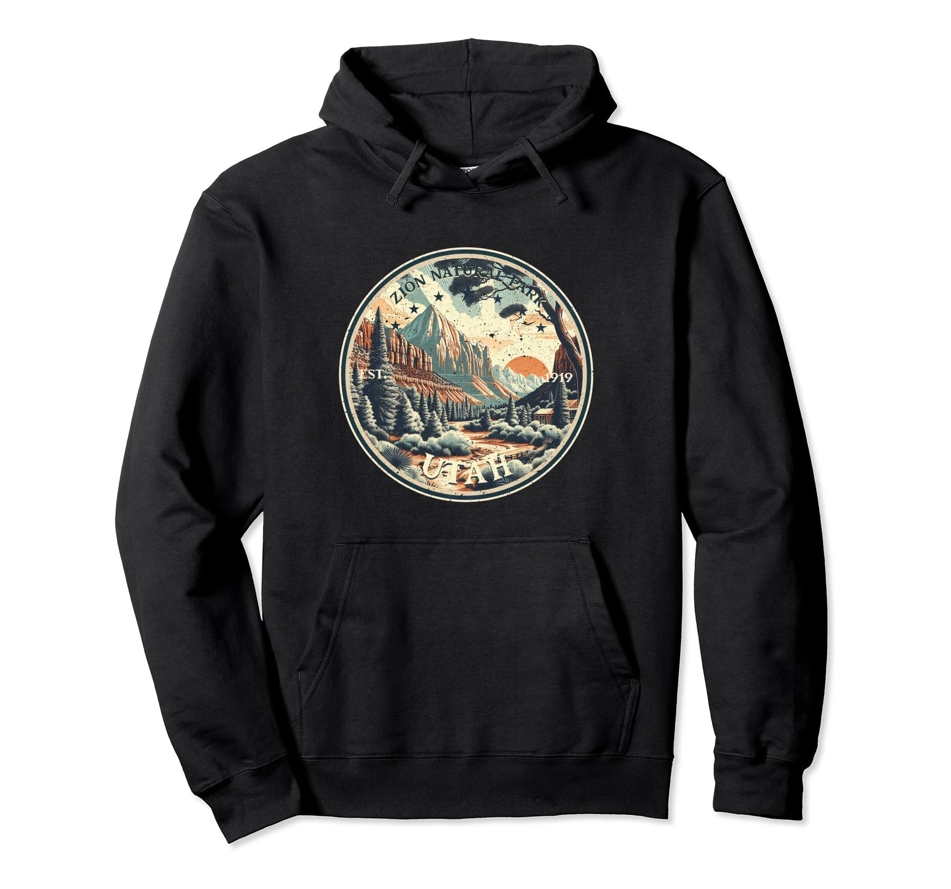 Zion National Park Round Hoodie - Casual Everyday Wear for Adults - T-Shirt, Sweatshirt, Hoodie