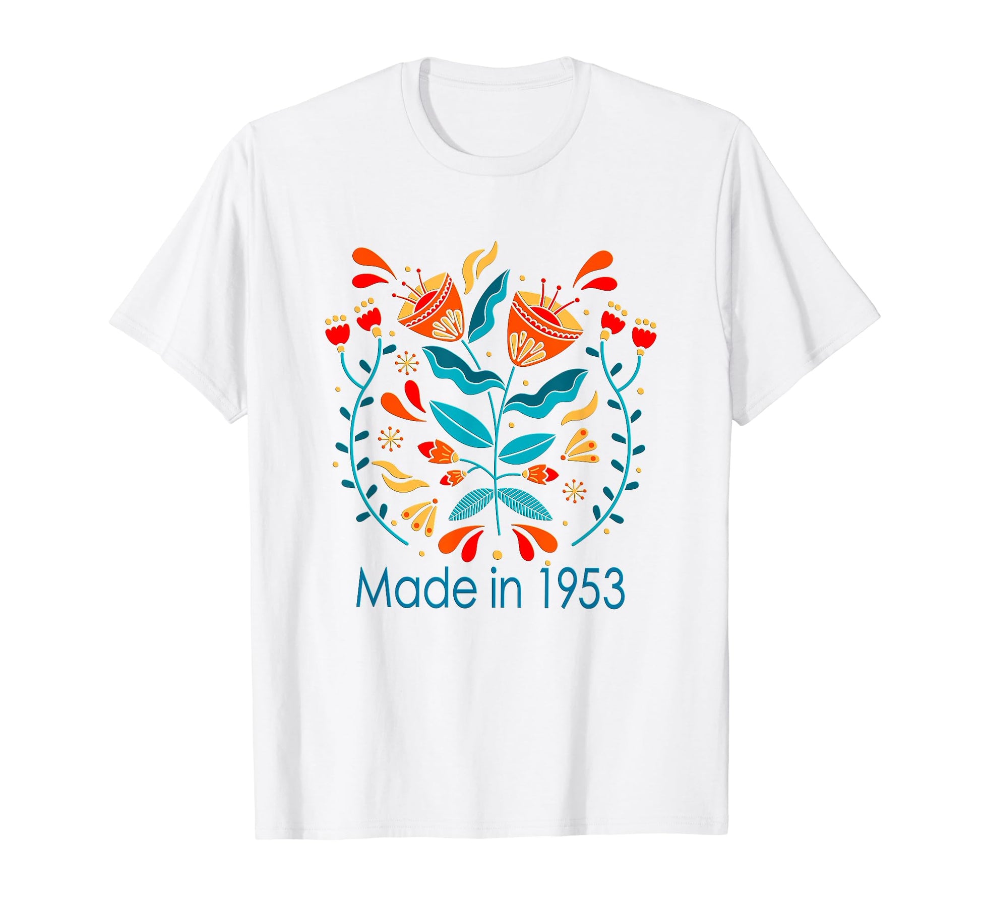 71St Birthday Boho Folk Art Floral T-Shirt - Custom Art Print Men Women - T-Shirt, Sweatshirt, Hoodie
