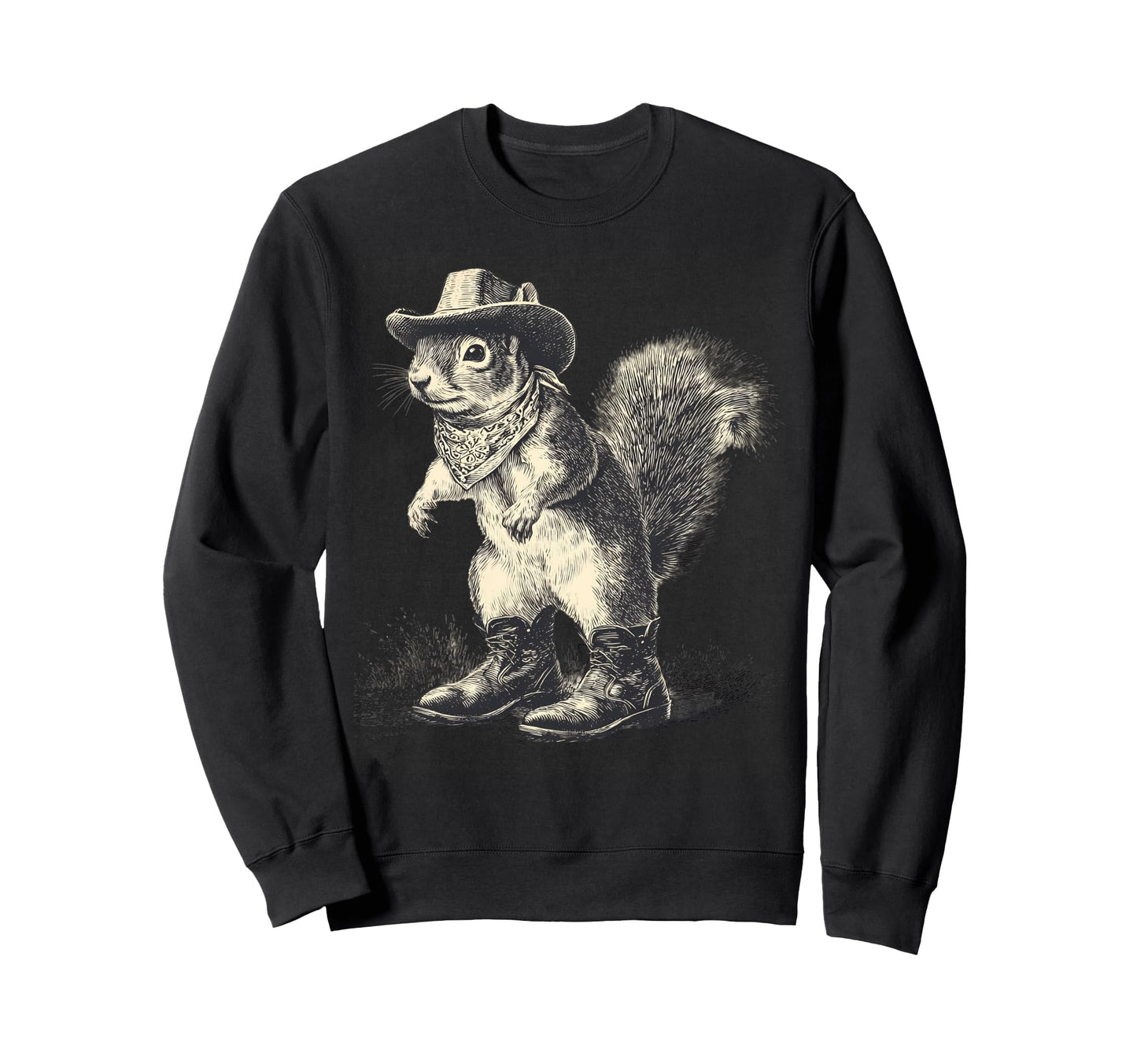 Squirrel Cowboy Rodeo Cowgirl Western Sweatshirt - Graphic Print Men Women - T-Shirt, Sweatshirt, Hoodie