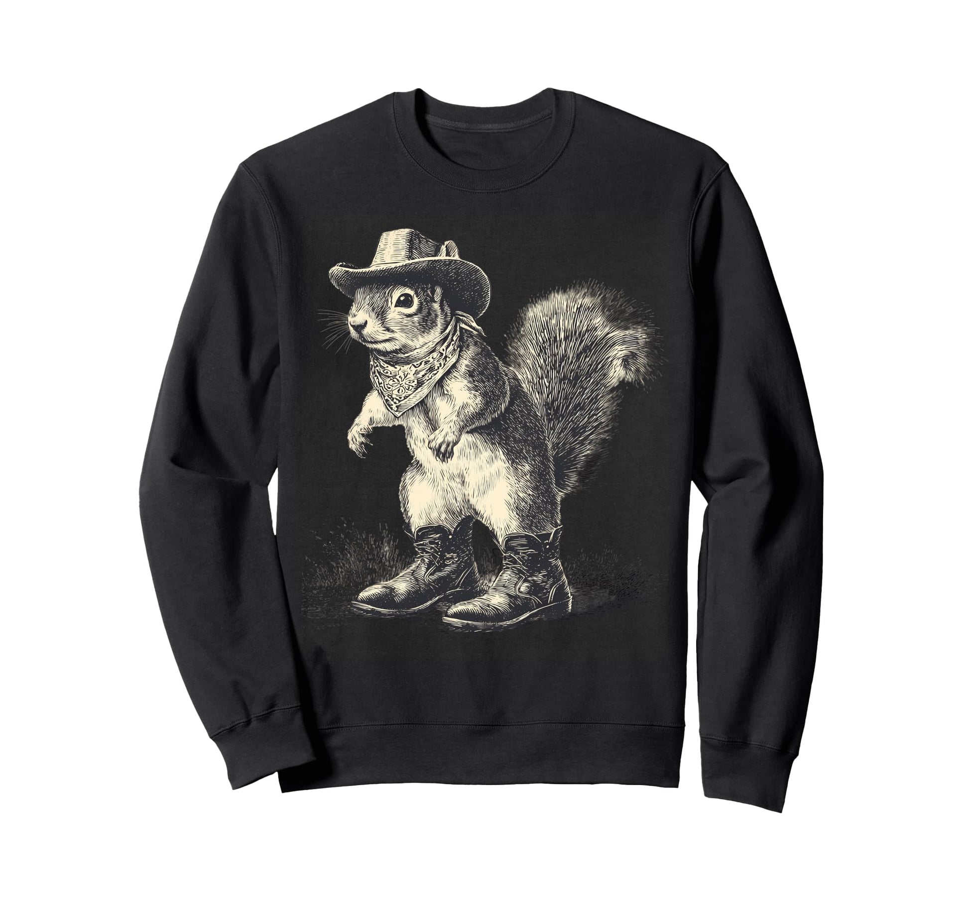 Squirrel Cowboy Rodeo Cowgirl Western Sweatshirt - Graphic Print Men Women - T-Shirt, Sweatshirt, Hoodie