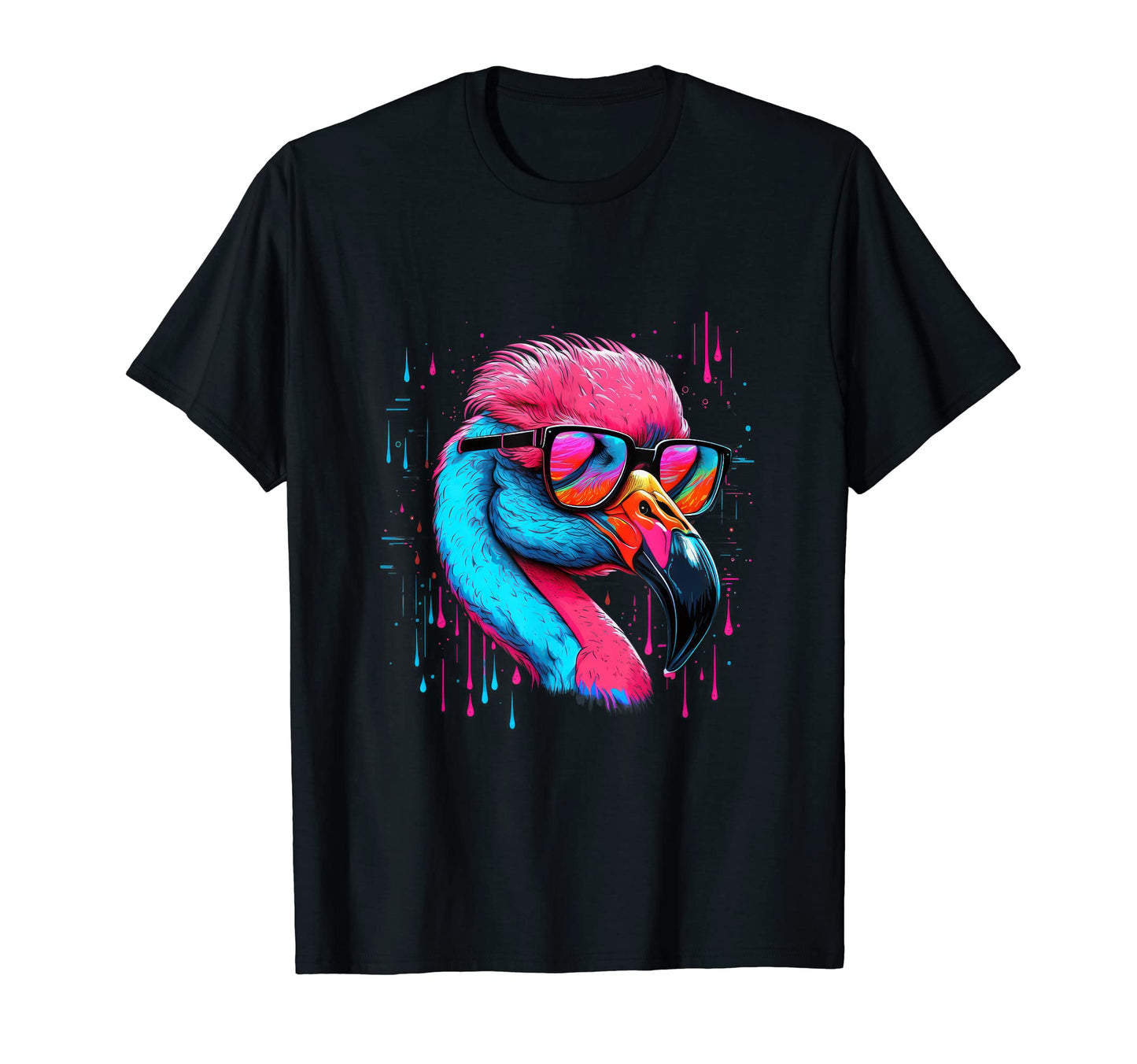 Synthwave Aesthetic Vaporwave Flamingo T-Shirt - Custom Art Print Unisex - T-Shirt, Sweatshirt, Hoodie