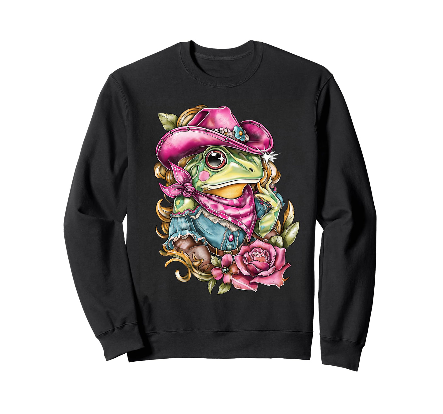 Frog Cowboy Rodeo Cowgirl Toad Sweatshirt - Custom Art Print Men Women - T-Shirt, Sweatshirt, Hoodie