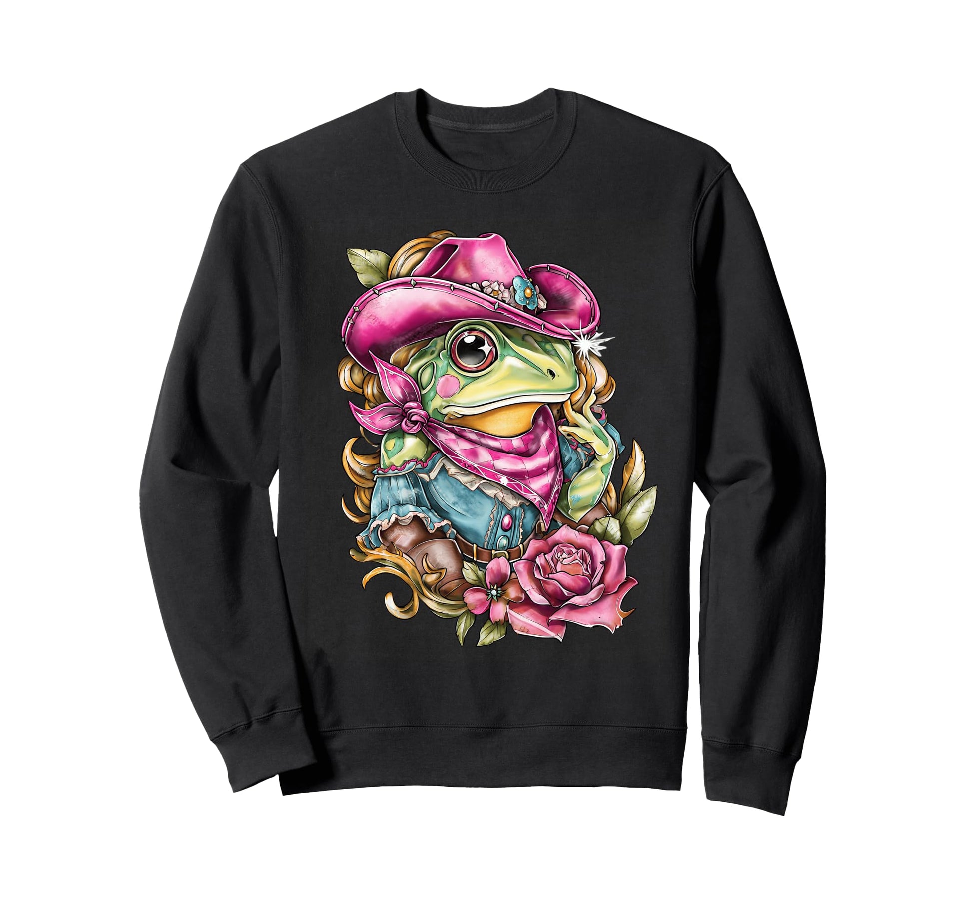 Frog Cowboy Rodeo Cowgirl Toad Sweatshirt - Custom Art Print Men Women - T-Shirt, Sweatshirt, Hoodie
