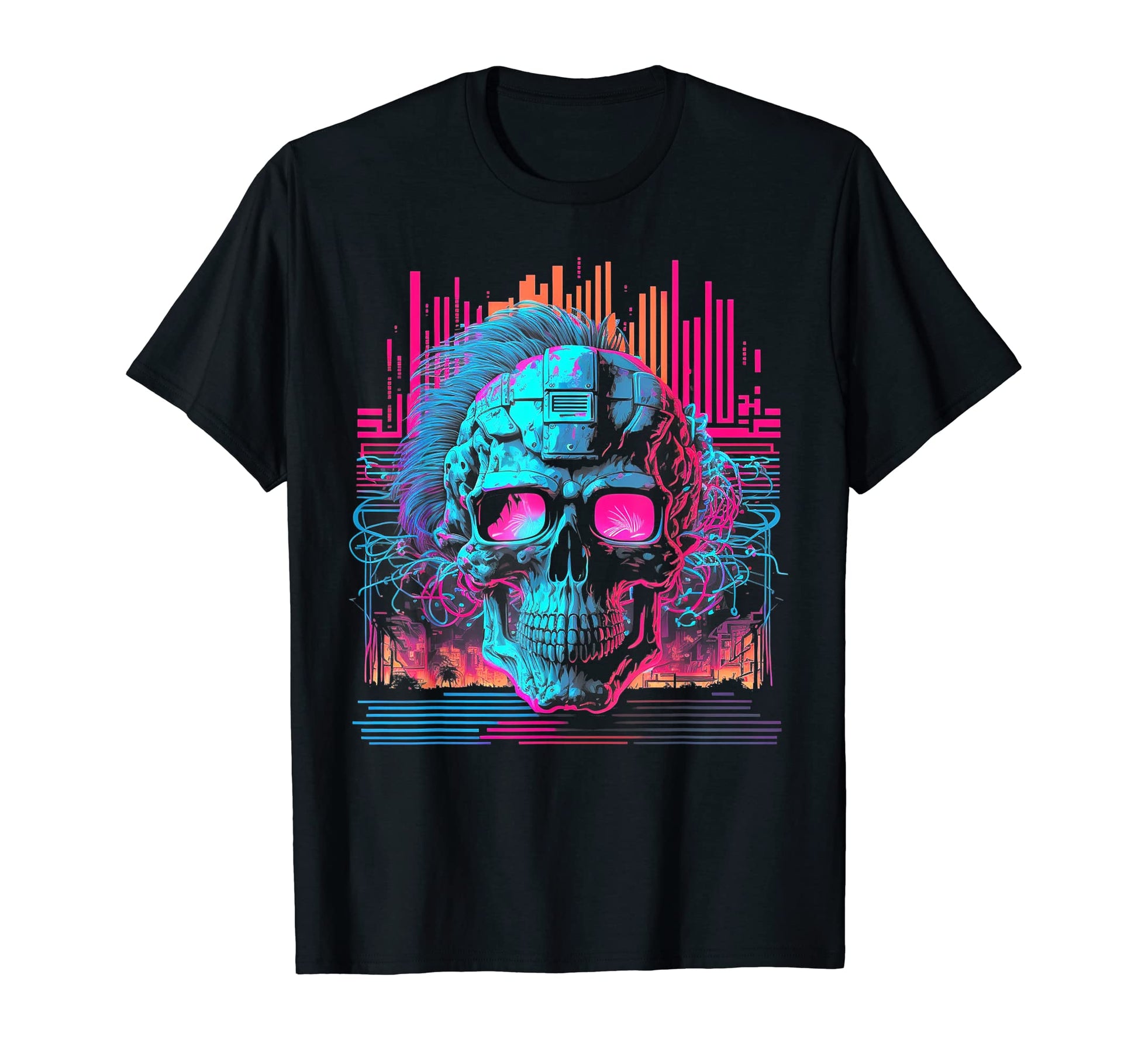 Skull Vaporwave Retrowave Aesthetic T-Shirt - Graphic Print for Adults - T-Shirt, Sweatshirt, Hoodie