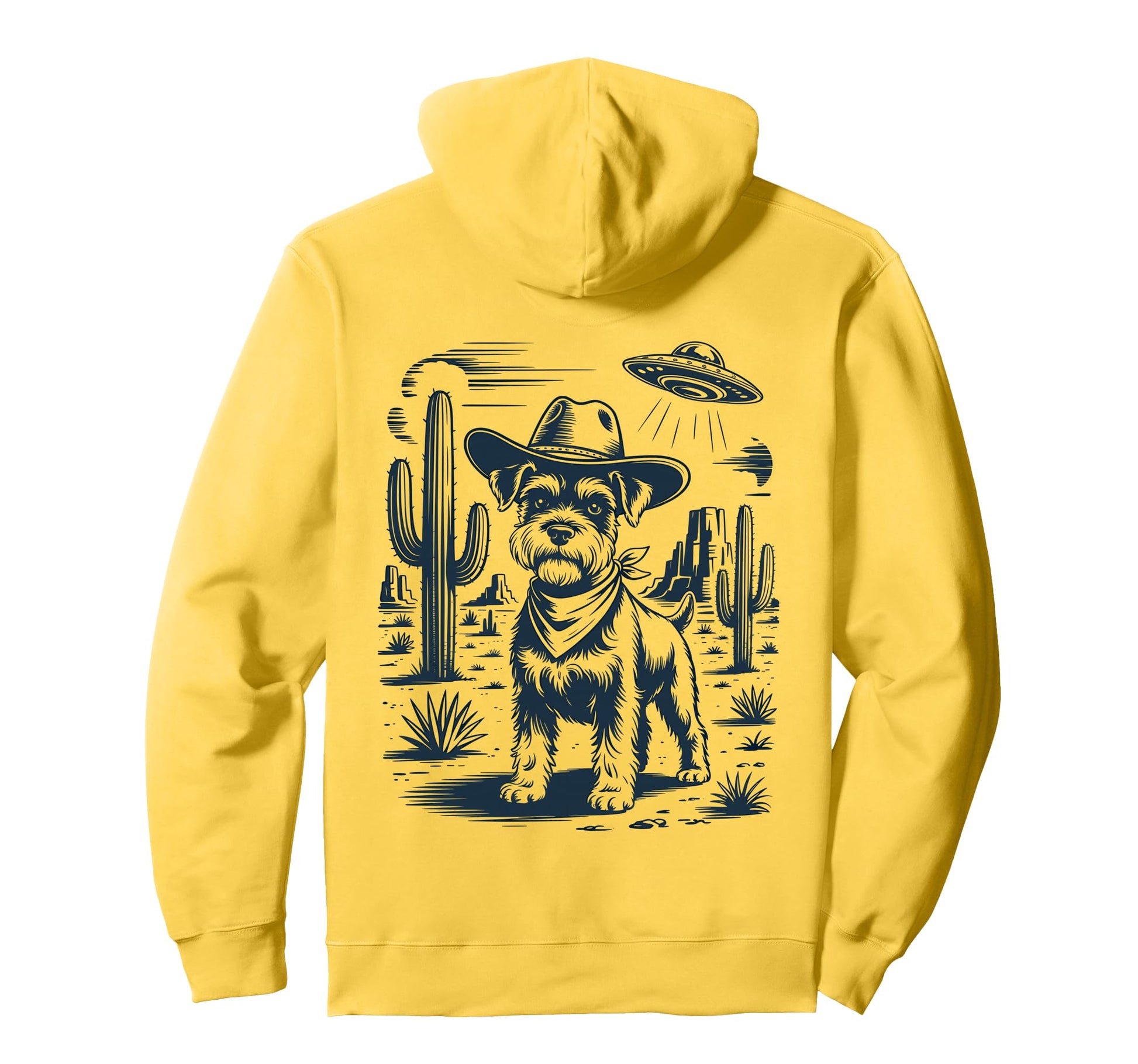 Cowboy Miniature Schnauzer Dog Ufo Hoodie - Unique Graphic Men Women - T-Shirt, Sweatshirt, Hoodie