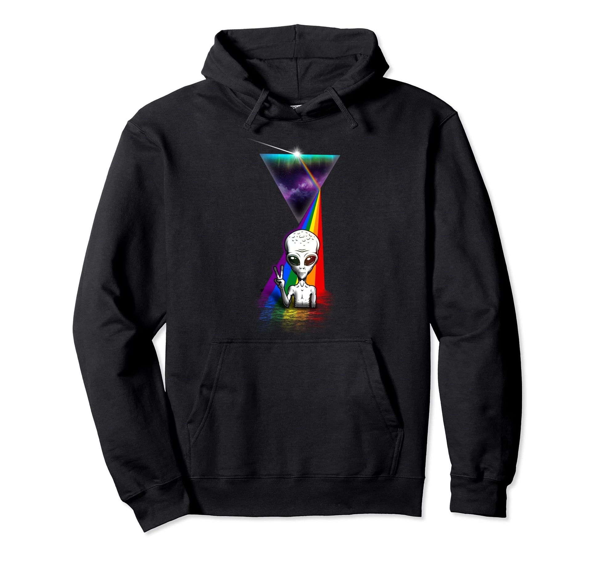Prism Alien Peace Hoodie - Casual Everyday Wear for Adults - T-Shirt, Sweatshirt, Hoodie