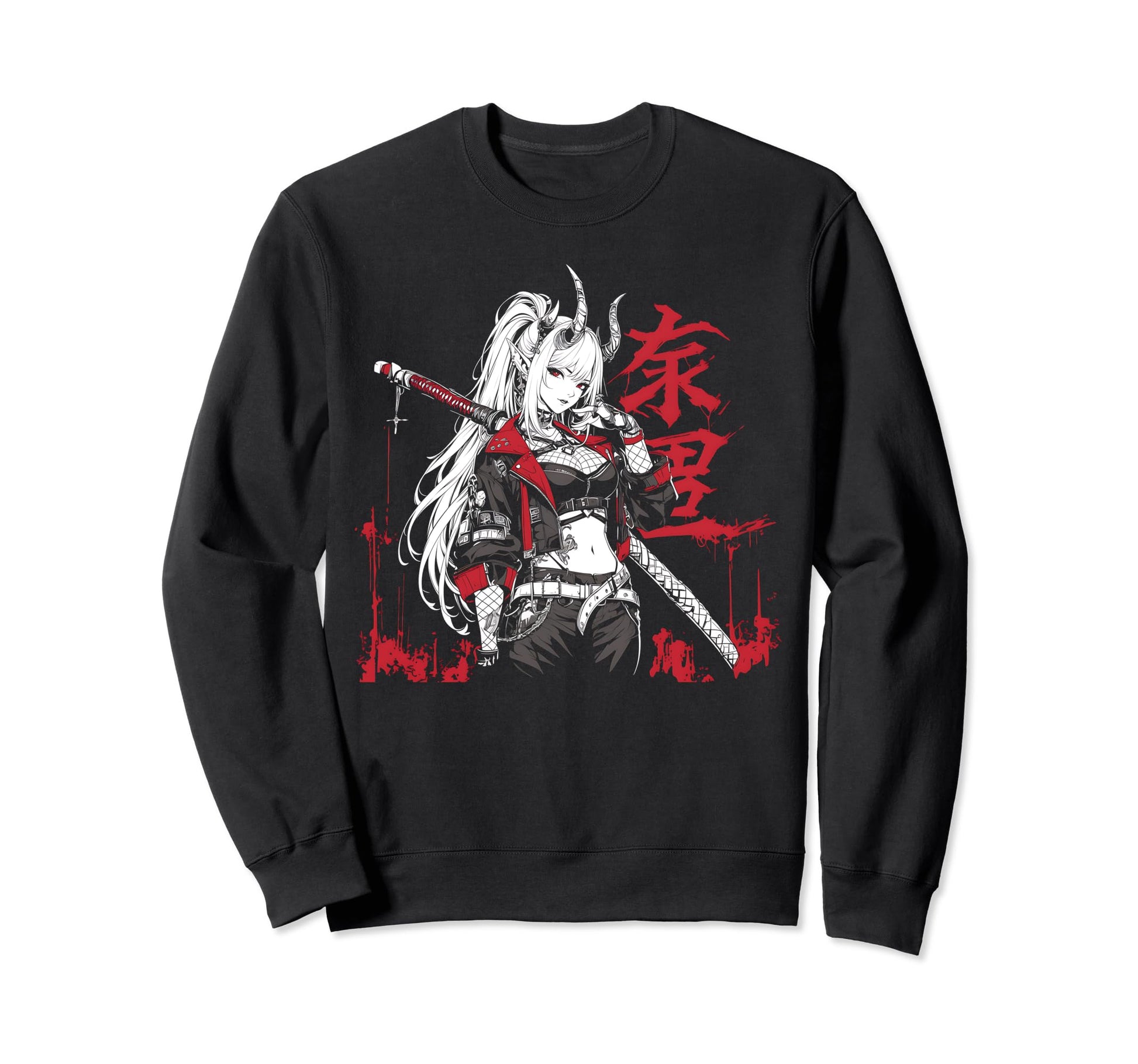 Goth Grunge Demon Anime Waifu Sweatshirt - Novelty Apparel for Adults - T-Shirt, Sweatshirt, Hoodie