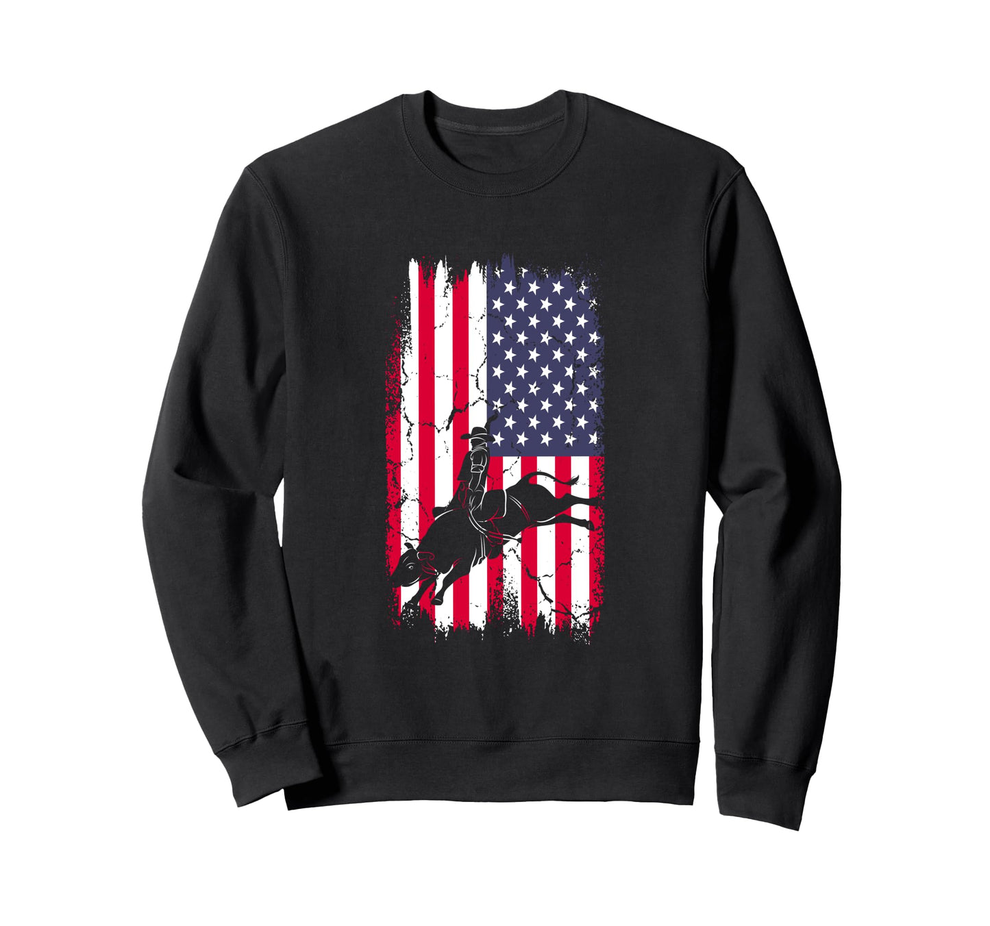 Rodeo Cowboy Western Usa Flag Sweatshirt - Aesthetic Graphic for Adults - T-Shirt, Sweatshirt, Hoodie