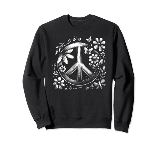 60S 70S Peace Love And Groovy Flower Sweatshirt - Streetwear Style Unisex - T-Shirt, Sweatshirt, Hoodie