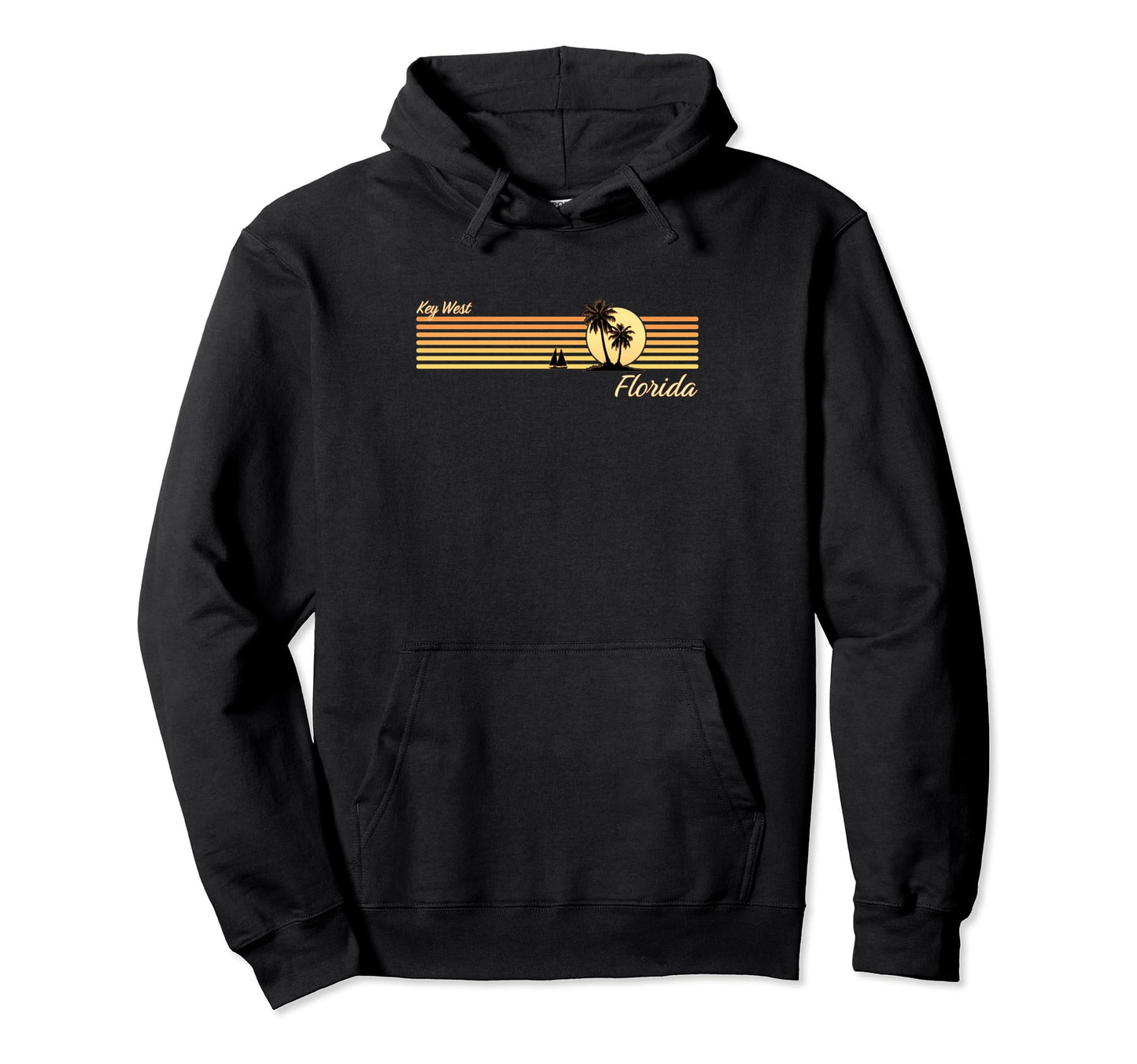Key West Florida 80S Palm Trees Sunset Hoodie - Custom Art Print for Adults - T-Shirt, Sweatshirt, Hoodie