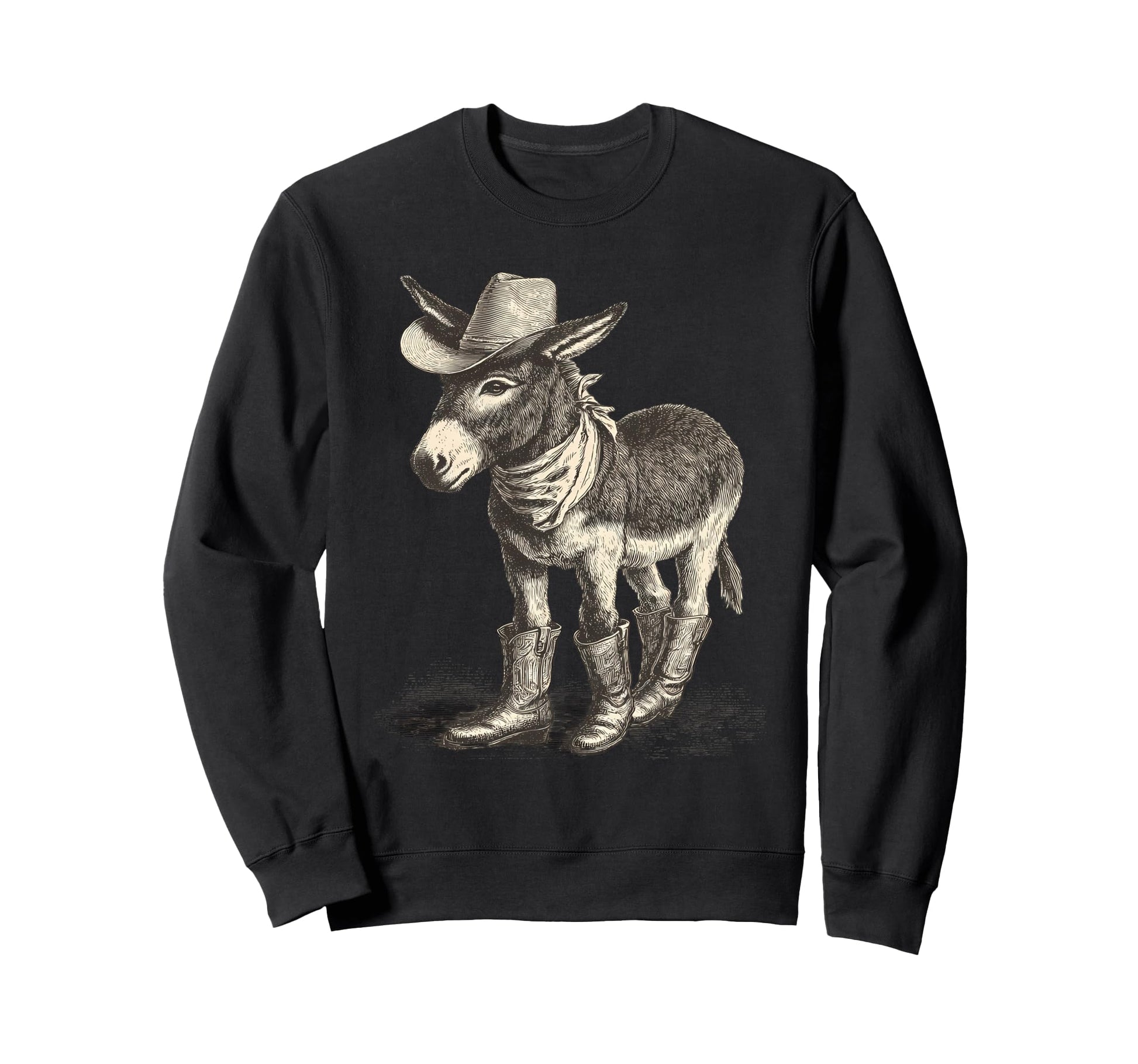 Donkey Cowboy Rodeo Cowgirl Western Sweatshirt - Unique Graphic Unisex - T-Shirt, Sweatshirt, Hoodie