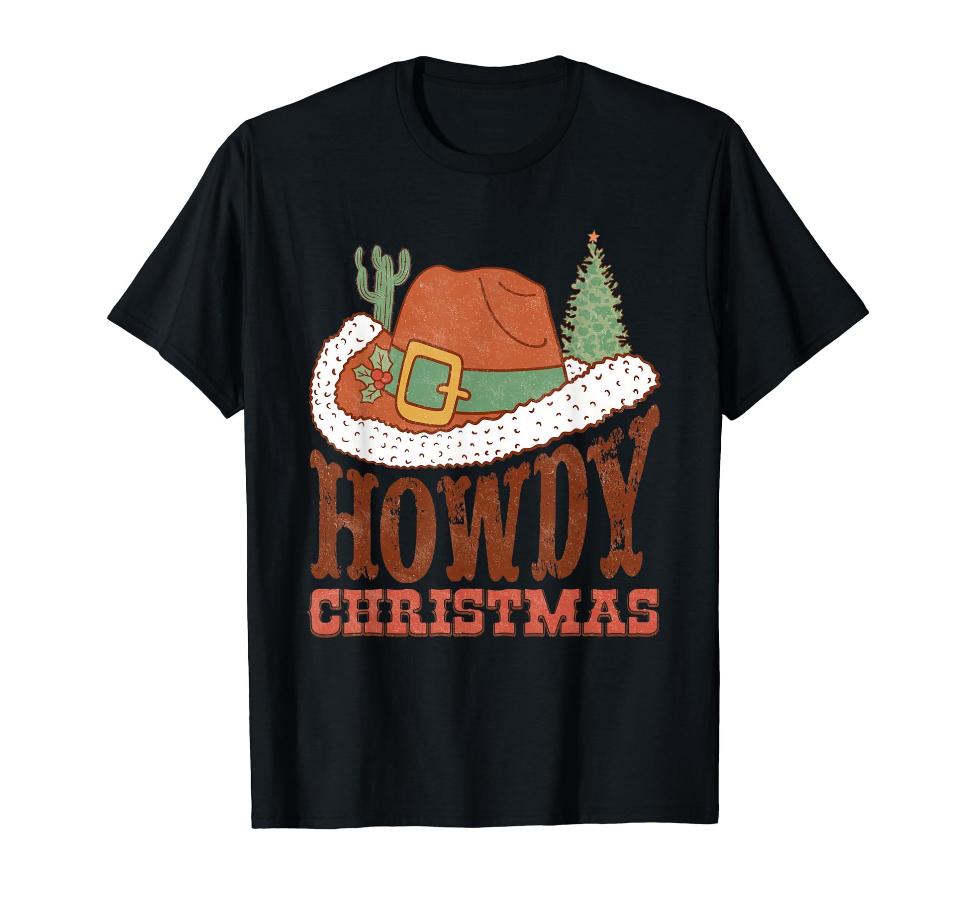 Howdy Funny Western Cowboy Santa Hat T-Shirt - Custom Art Print Unisex - T-Shirt, Sweatshirt, Hoodie