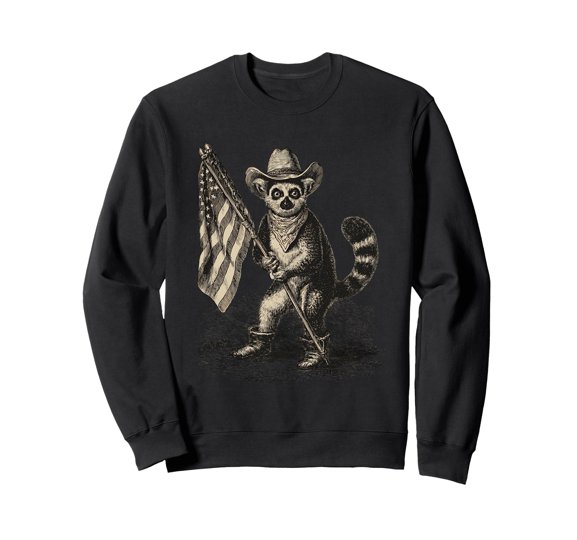 Lemur Cowboy Rodeo Cowgirl Sweatshirt - Custom Art Print for Adults - T-Shirt, Sweatshirt, Hoodie