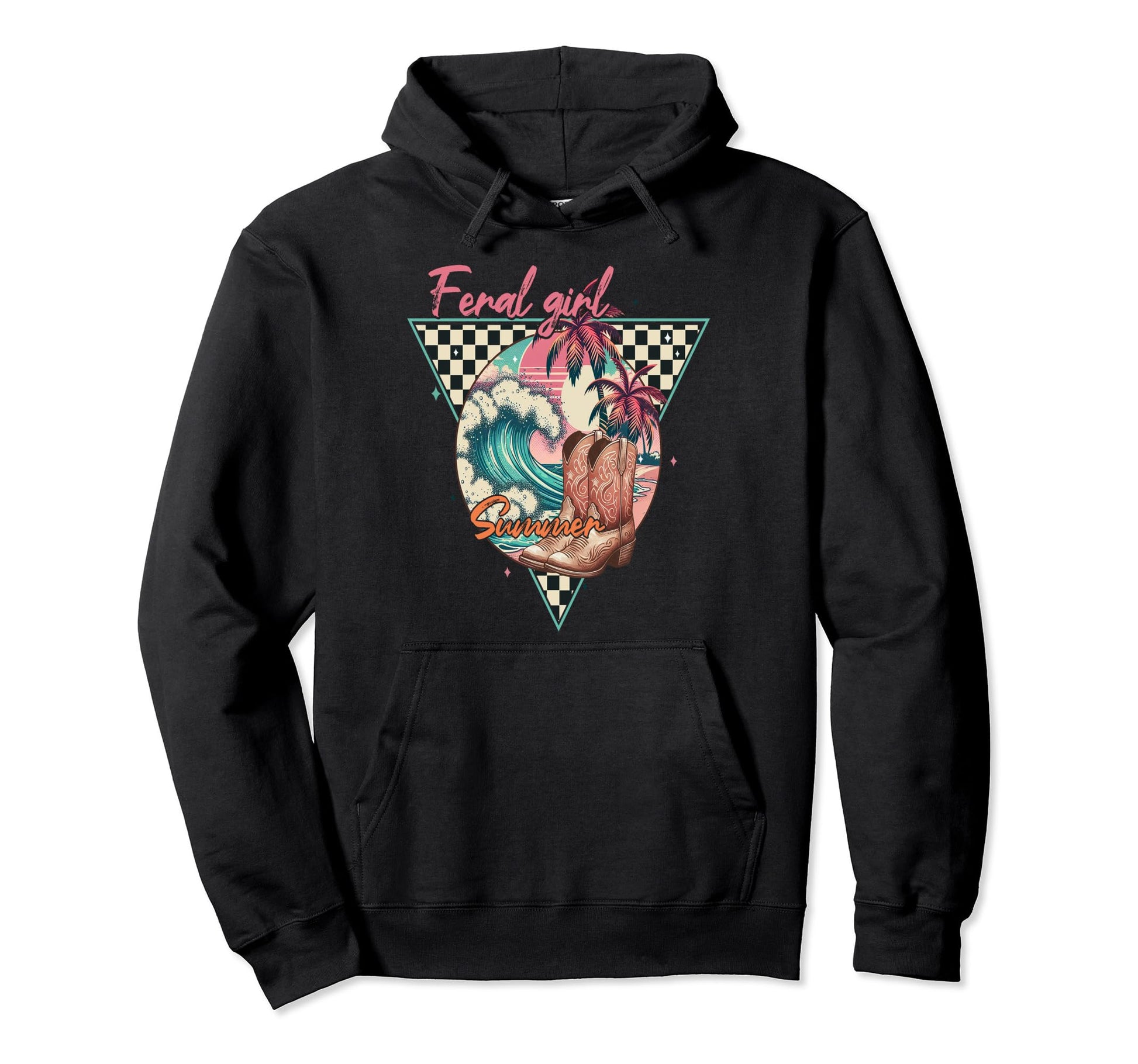 Feral Summer Cowgirl Boots 1980S 80S Hoodie - Fun Novelty Design Unisex - T-Shirt, Sweatshirt, Hoodie