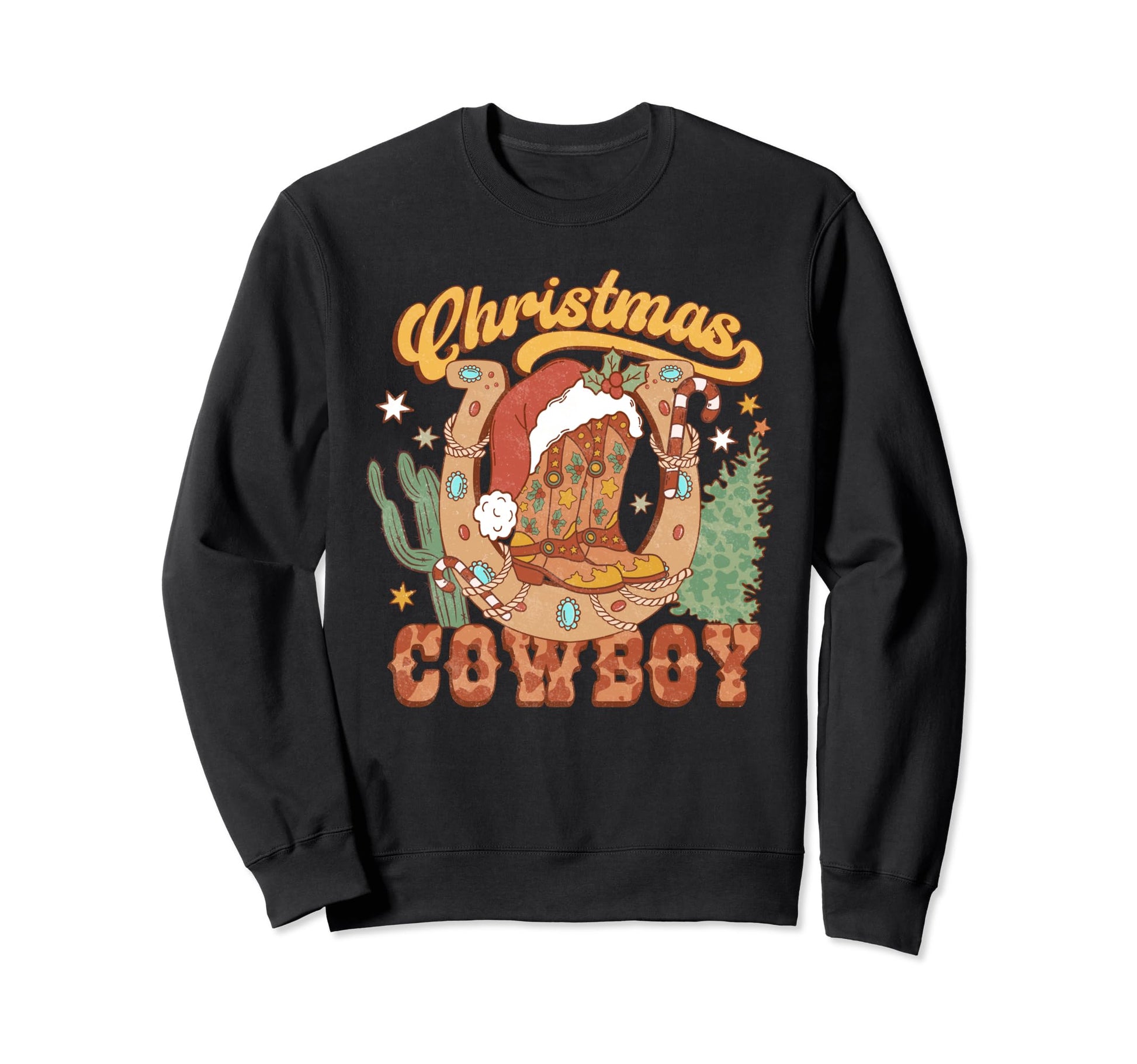 Cowboy Boots Western Tree Horseshoe Sweatshirt - Custom Art Print Unisex - T-Shirt, Sweatshirt, Hoodie