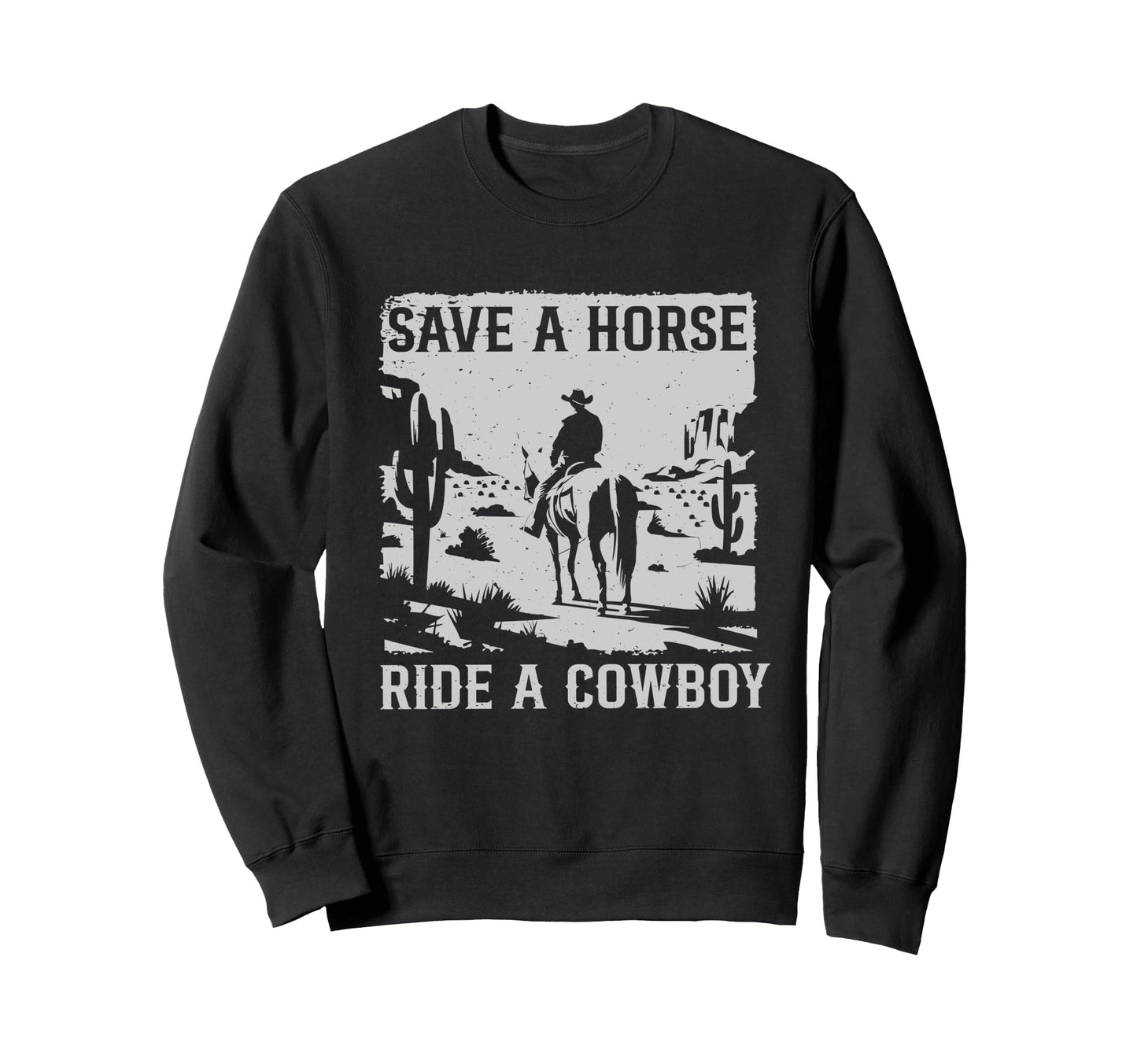 Western Country Save Horse Ride Sweatshirt - Custom Art Print for Adults - T-Shirt, Sweatshirt, Hoodie