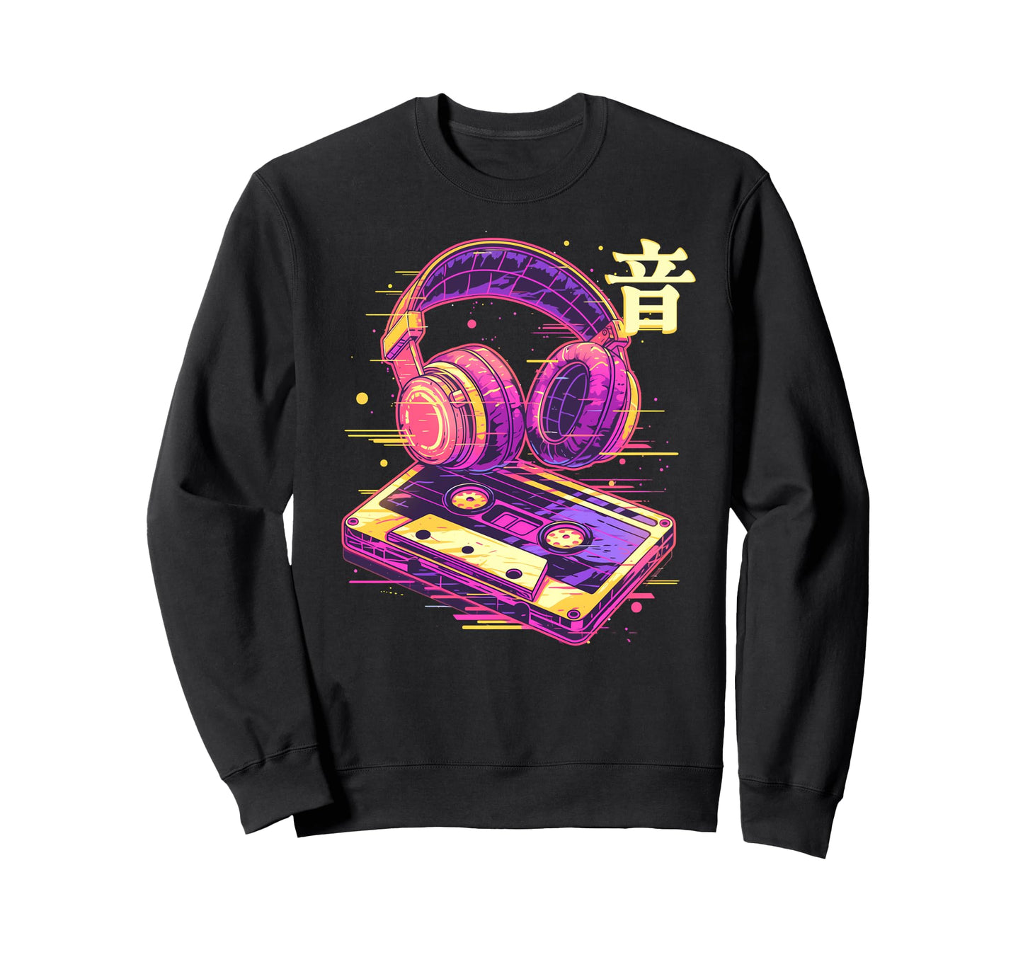 Sound Headphone Casette Glitch Sweatshirt - Aesthetic Graphic Men Women - T-Shirt, Sweatshirt, Hoodie