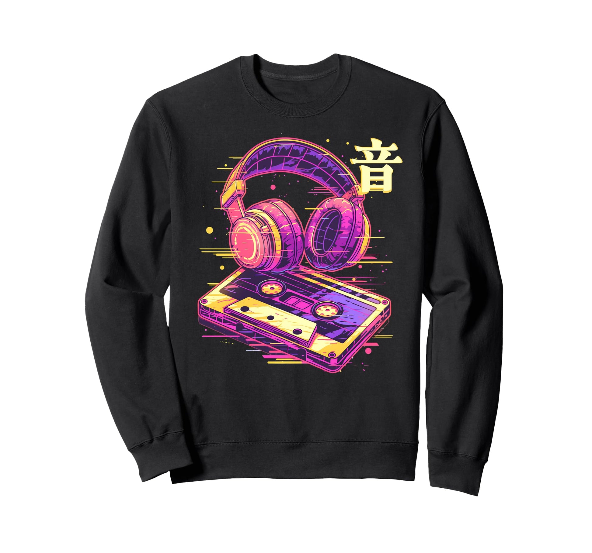 Sound Headphone Casette Glitch Sweatshirt - Aesthetic Graphic Men Women - T-Shirt, Sweatshirt, Hoodie