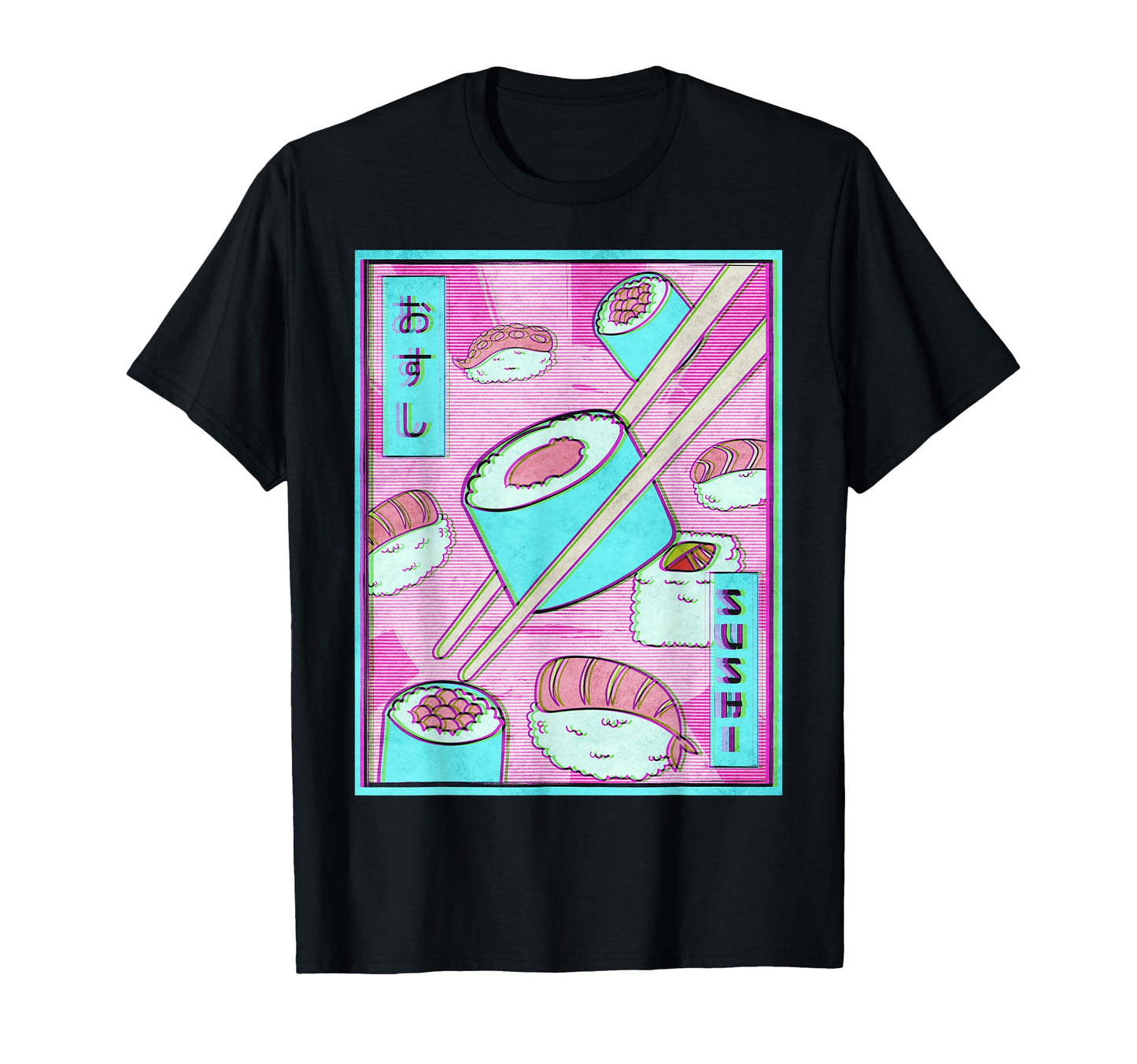 Vaporwave Aesthetic Sushi Glitch T-Shirt - Minimalist Print Men Women - T-Shirt, Sweatshirt, Hoodie