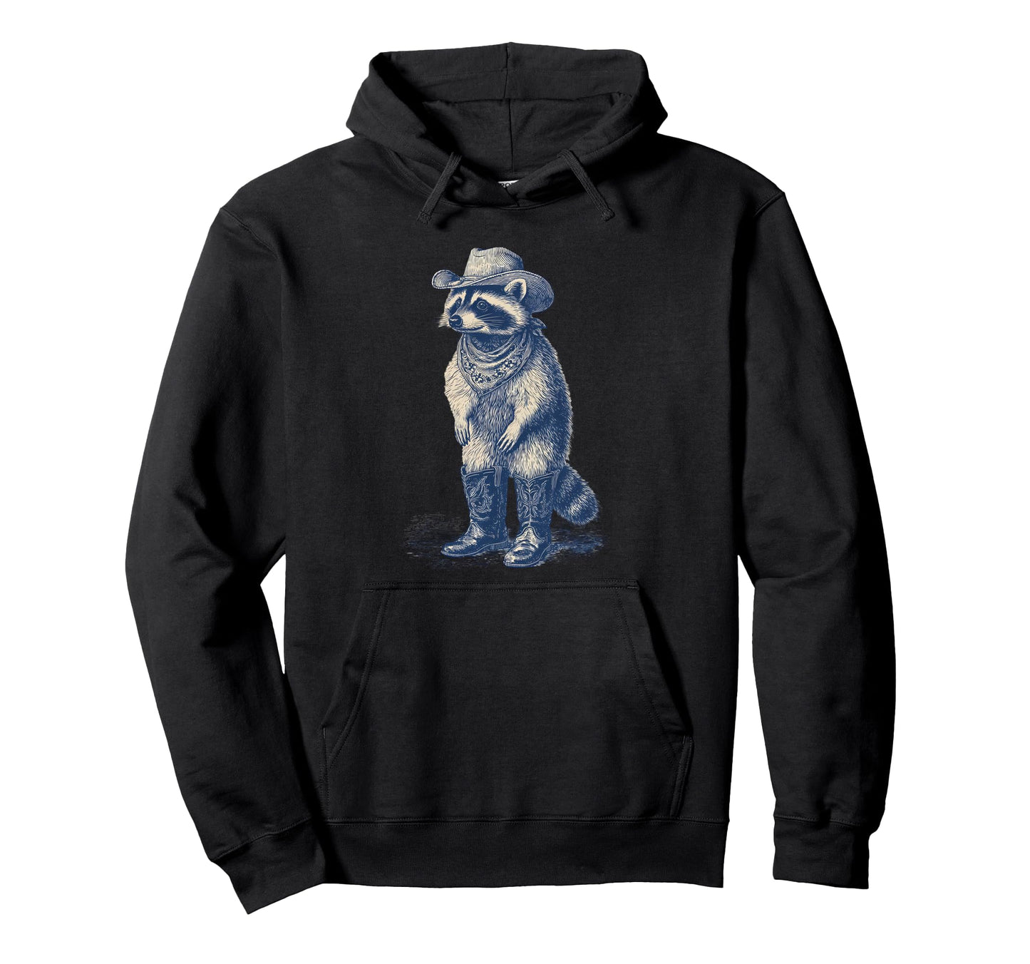 Raccoon Cowboy Rodeo Cowgirl Western Hoodie - Minimalist Print for Adults - T-Shirt, Sweatshirt, Hoodie