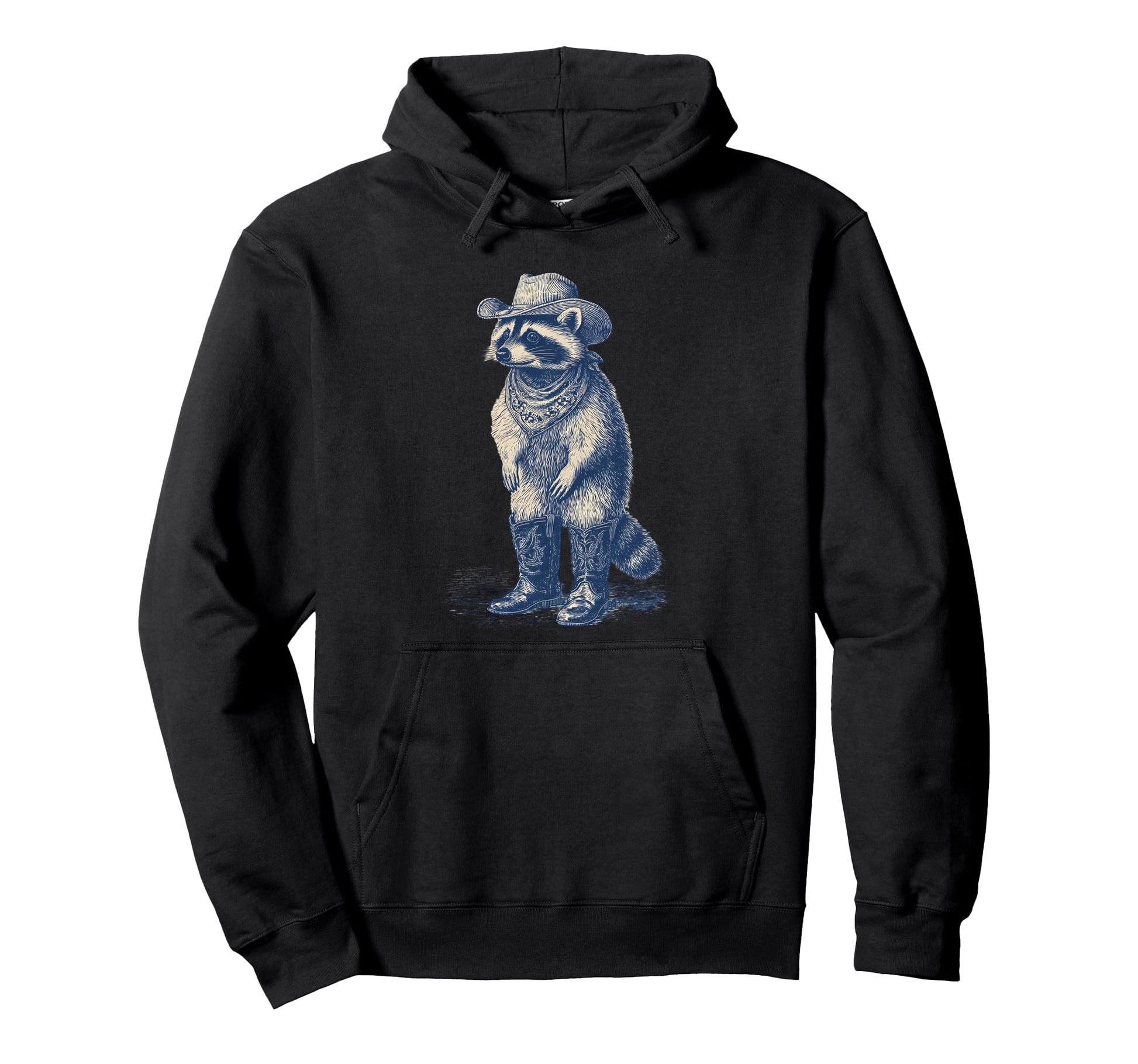 Raccoon Cowboy Rodeo Cowgirl Western Hoodie - Minimalist Print for Adults - T-Shirt, Sweatshirt, Hoodie