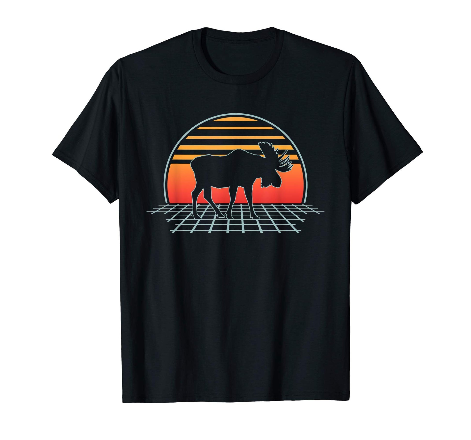Moose 70S 80S Animal Vaporwave T-Shirt - Casual Everyday Wear for Adults - T-Shirt, Sweatshirt, Hoodie