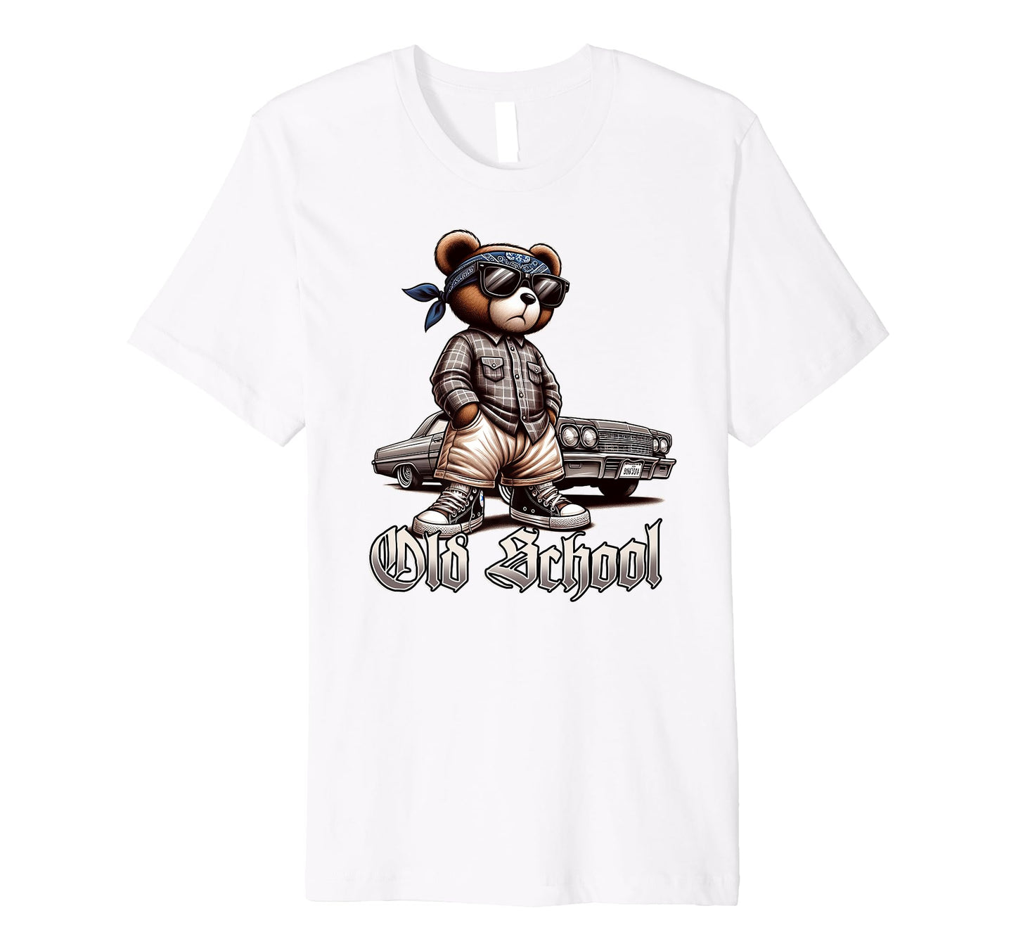 Old School Hip Hop Teddy Bear Lowrider T-Shirt - Custom Art Print Unisex - T-Shirt, Sweatshirt, Hoodie