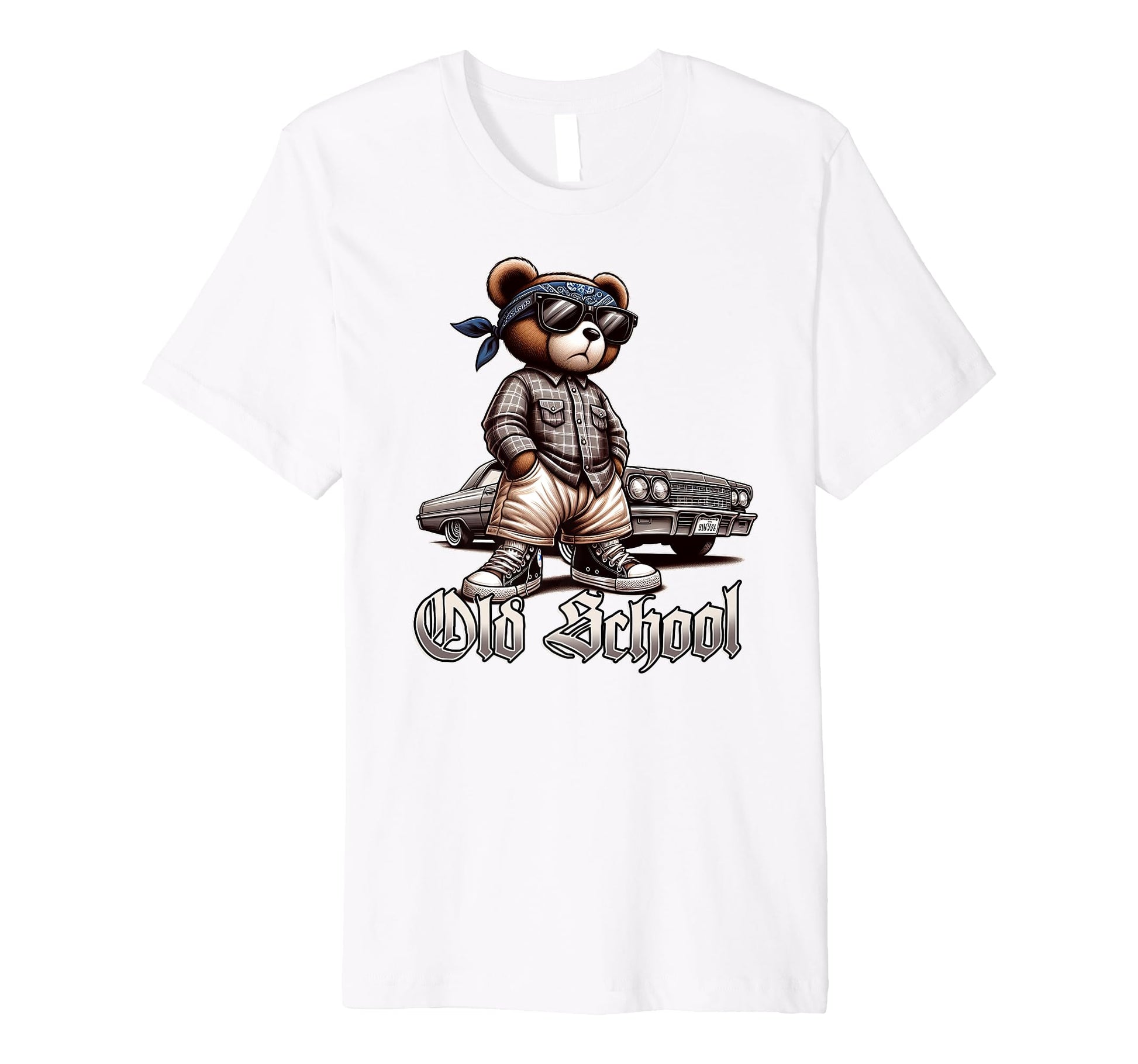 Old School Hip Hop Teddy Bear Lowrider T-Shirt - Custom Art Print Unisex - T-Shirt, Sweatshirt, Hoodie