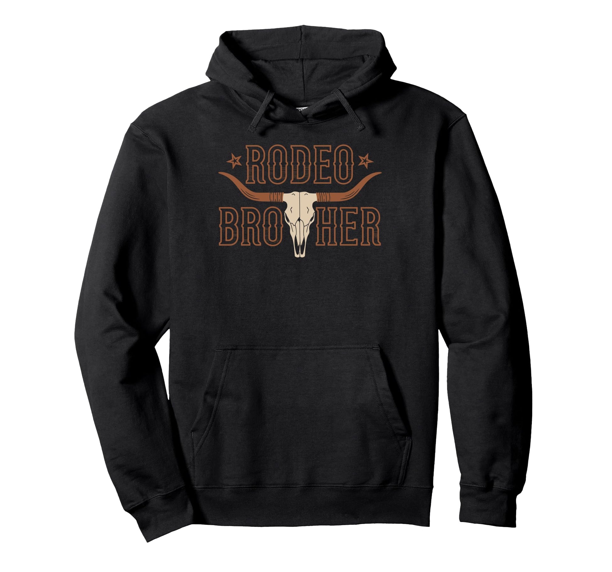 Rodeo Brother Western Longhorn Skull Hoodie - Novelty Apparel for Adults - T-Shirt, Sweatshirt, Hoodie
